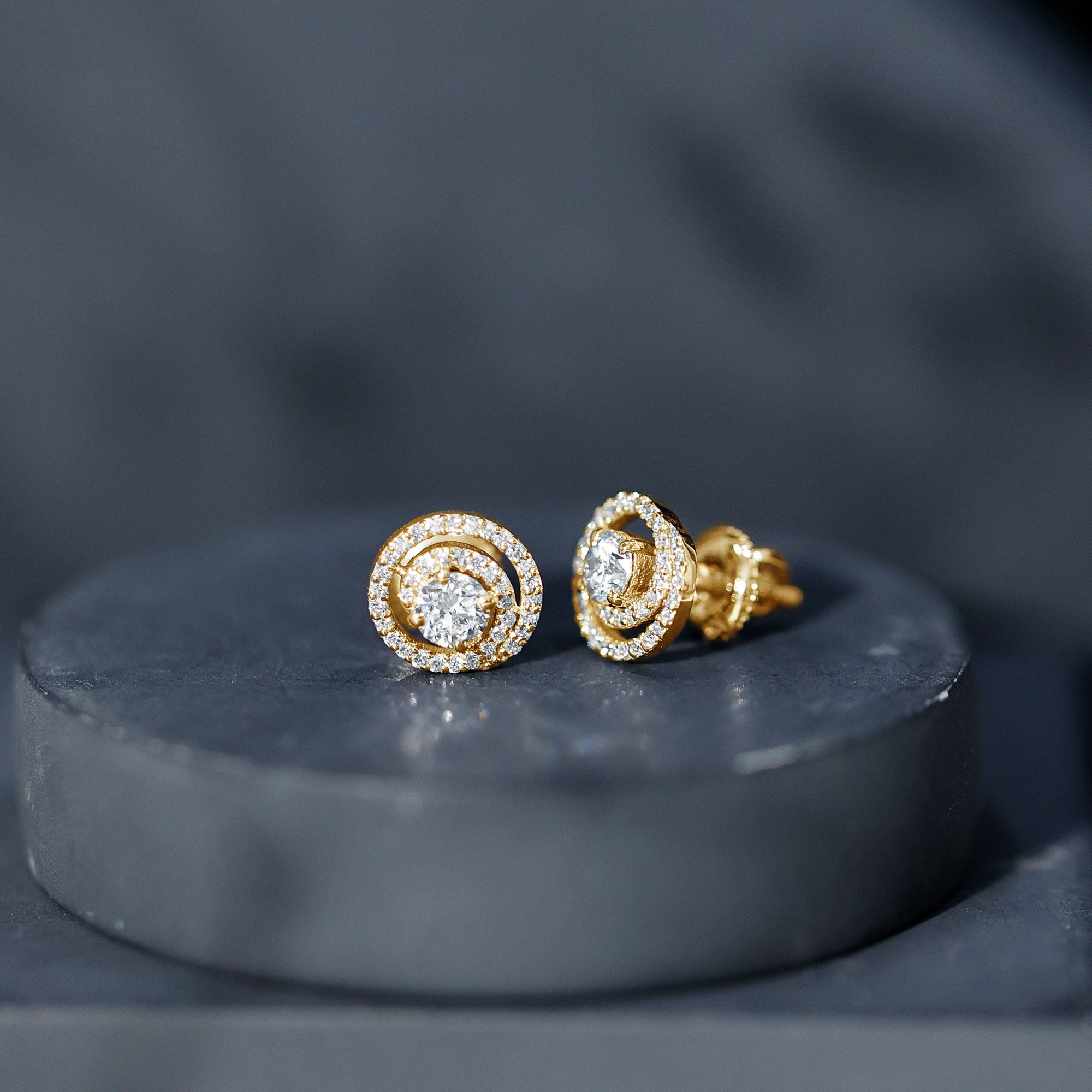 Lab Grown Diamond Swirl Stud Earrings With Screw Back Lab - ( EF-VS ) - Rosec Jewels