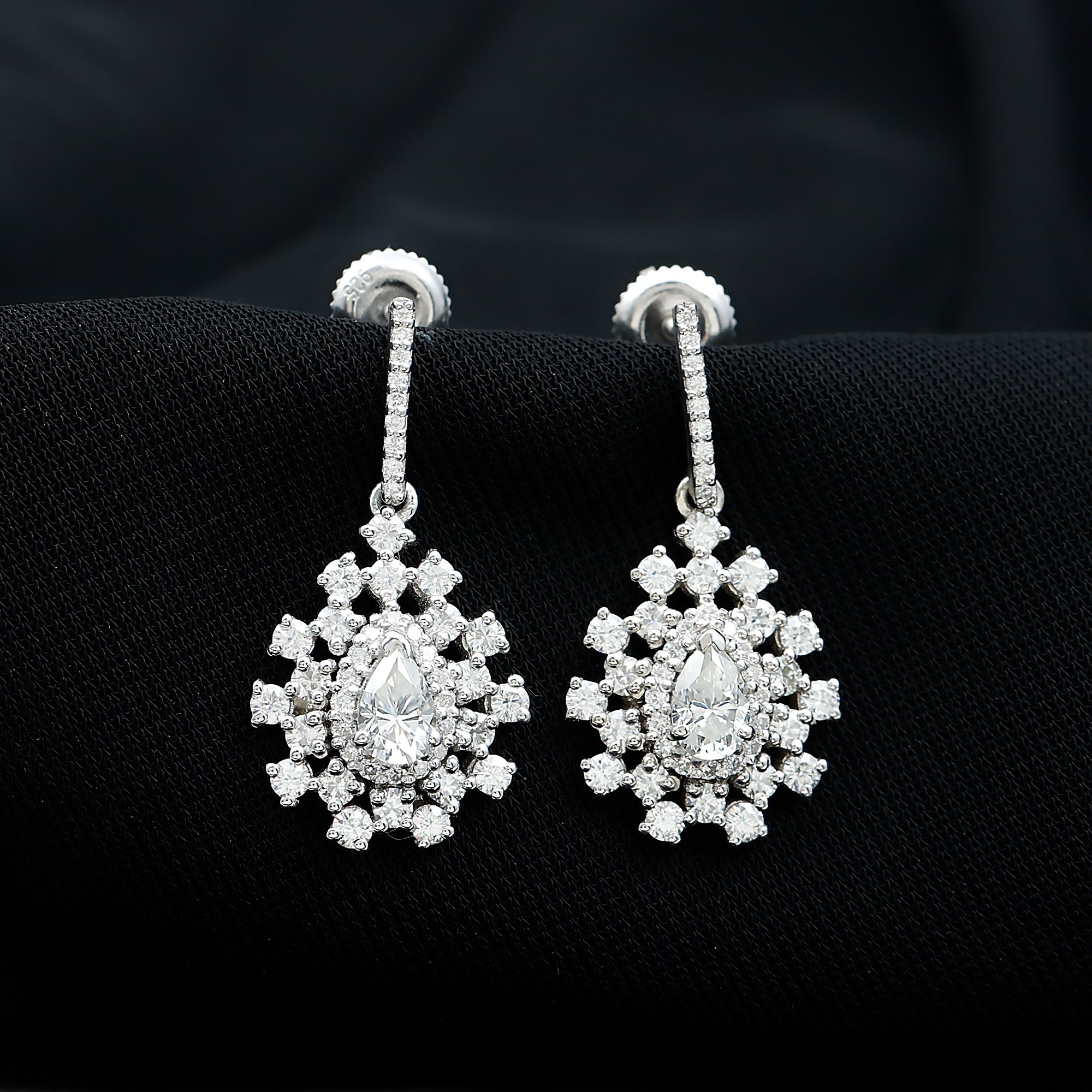 Certified Pear Shape Lab Grown Diamond Bridal Drop Earrings Lab - ( EF-VS ) - Rosec Jewels