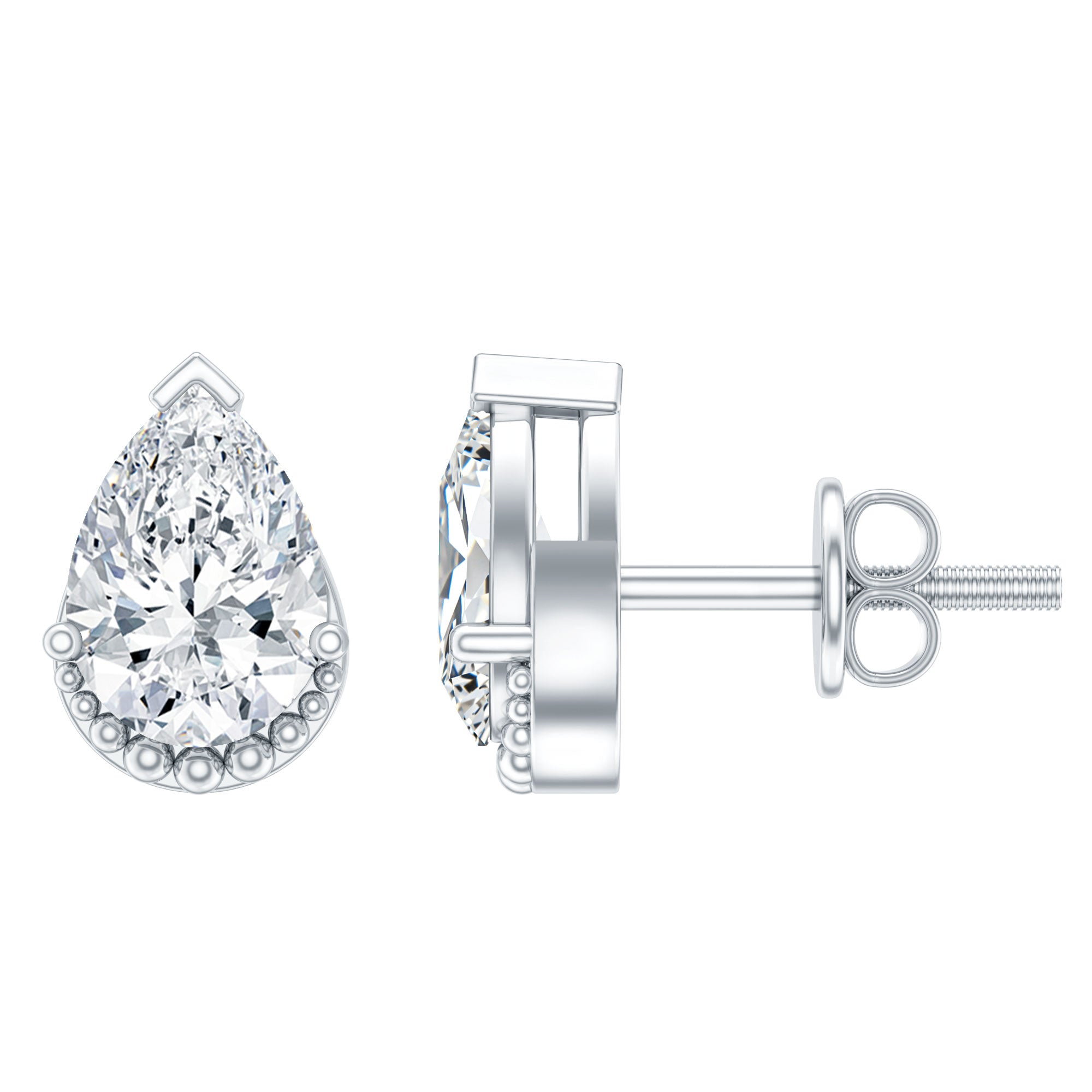Certified Lab 5X7 MM Pear Diamond Designer Stud Earrings Lab - ( EF-VS ) - Rosec Jewels