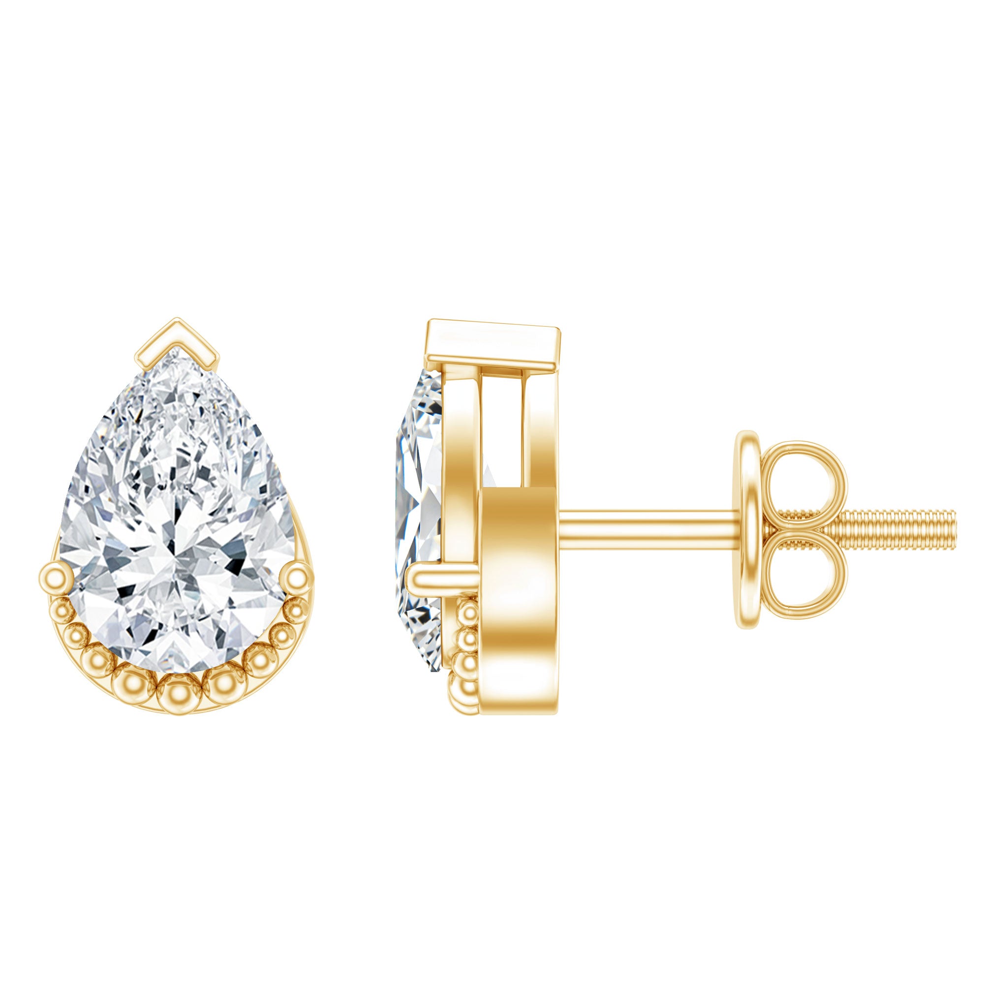 Certified Lab 5X7 MM Pear Diamond Designer Stud Earrings Lab - ( EF-VS ) - Rosec Jewels