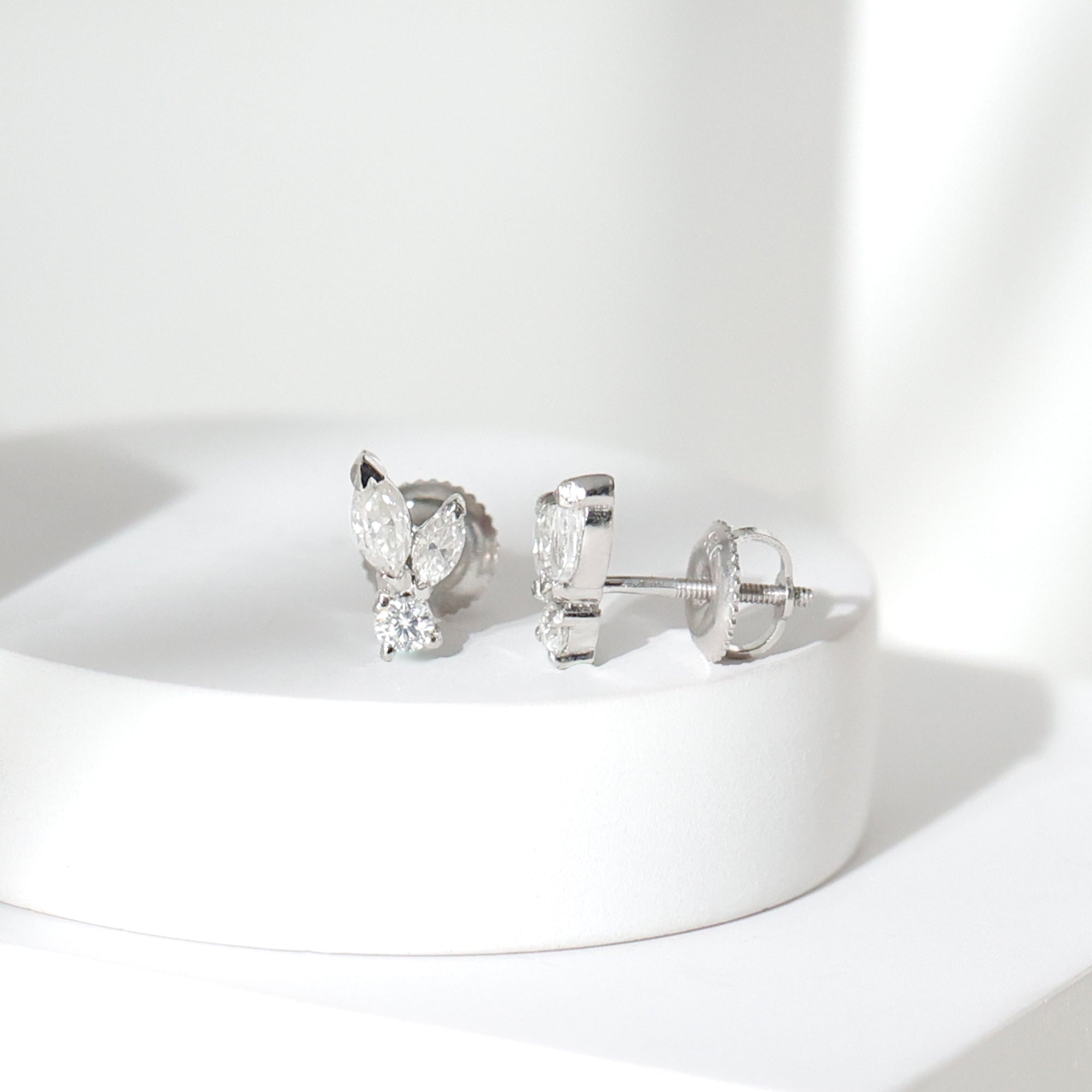 Certified Lab Grown Diamond Everyday Earrings With Screw Back Lab - ( EF-VS ) - Rosec Jewels