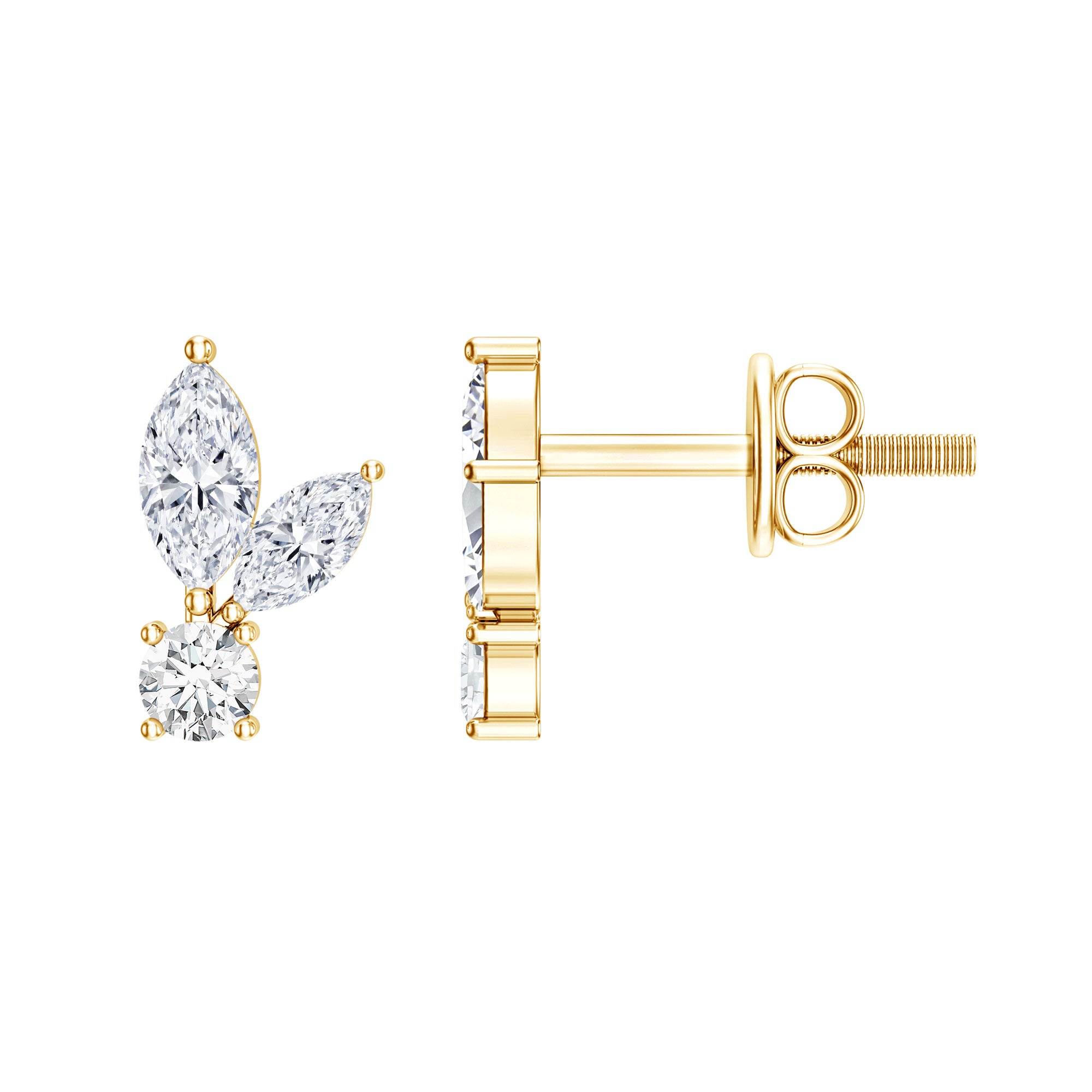 Certified Lab Grown Diamond Everyday Earrings With Screw Back Lab - ( EF-VS ) - Rosec Jewels