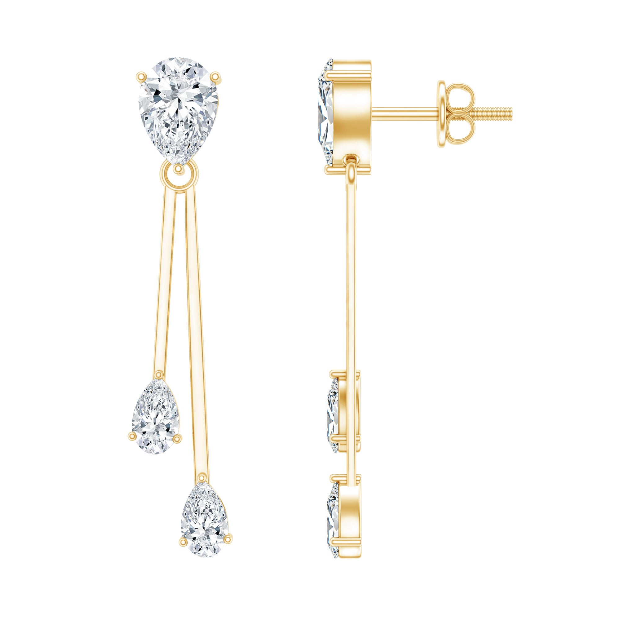 Certified Lab Grown Diamond Teardrop Dangle Earrings Lab - ( EF-VS ) - Rosec Jewels