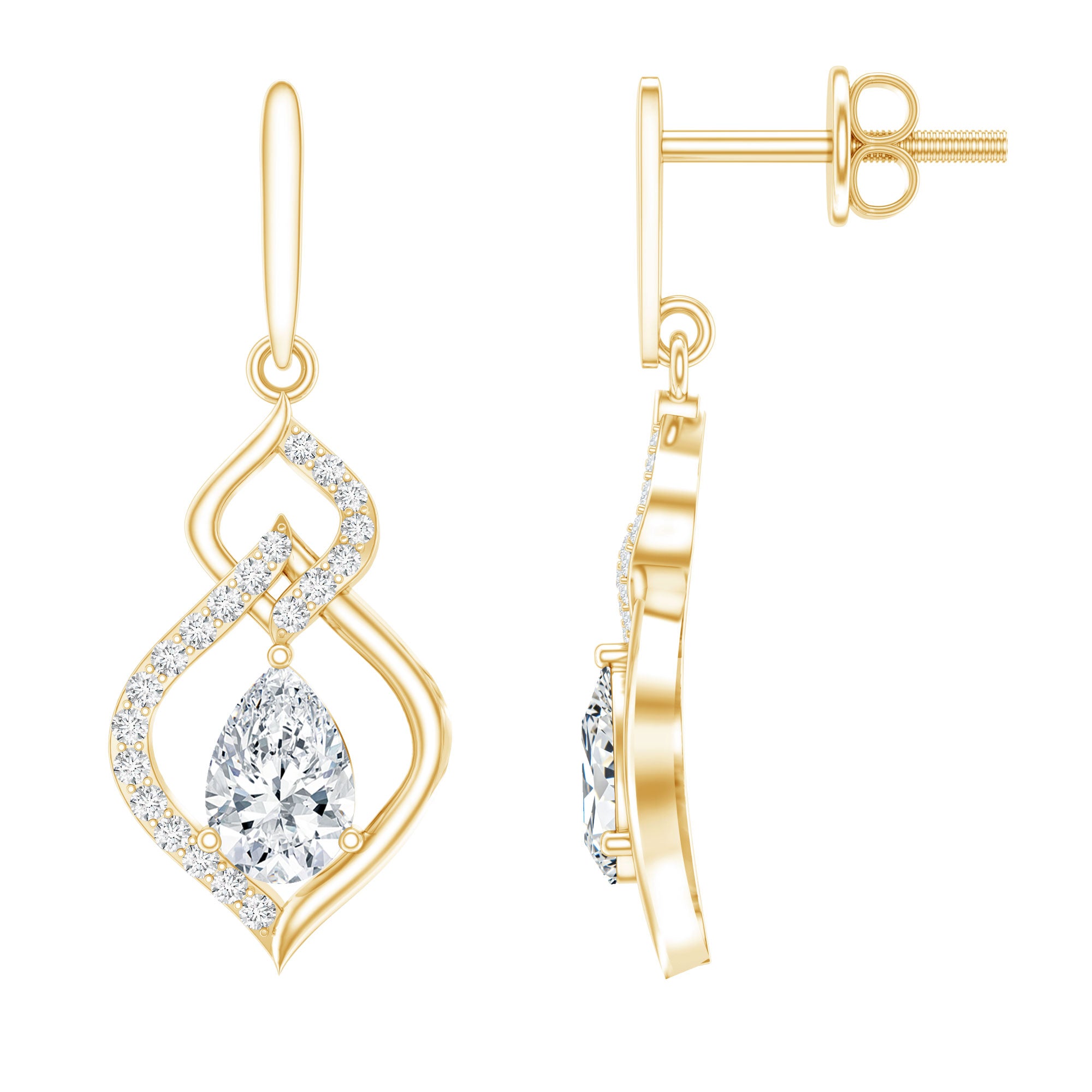 Certified Lab 4X6 MM Pear Shaped Diamond Drop Bridal Earrings Lab - ( EF-VS ) - Rosec Jewels