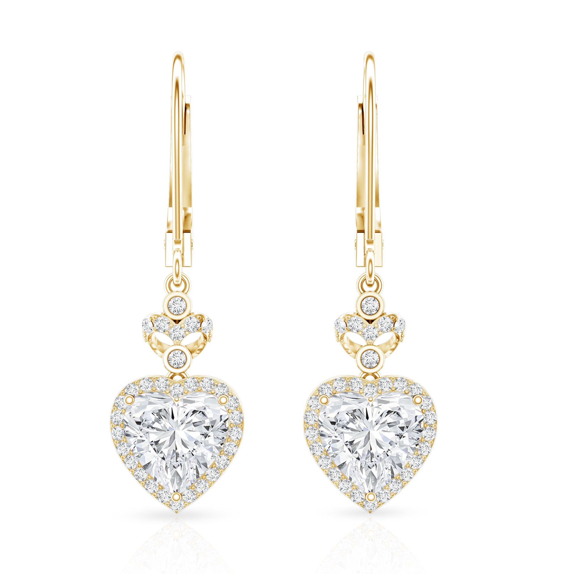 Certified 7MM Lab Grown Diamond Heart Drop Earrings Lab - ( EF-VS ) - Rosec Jewels
