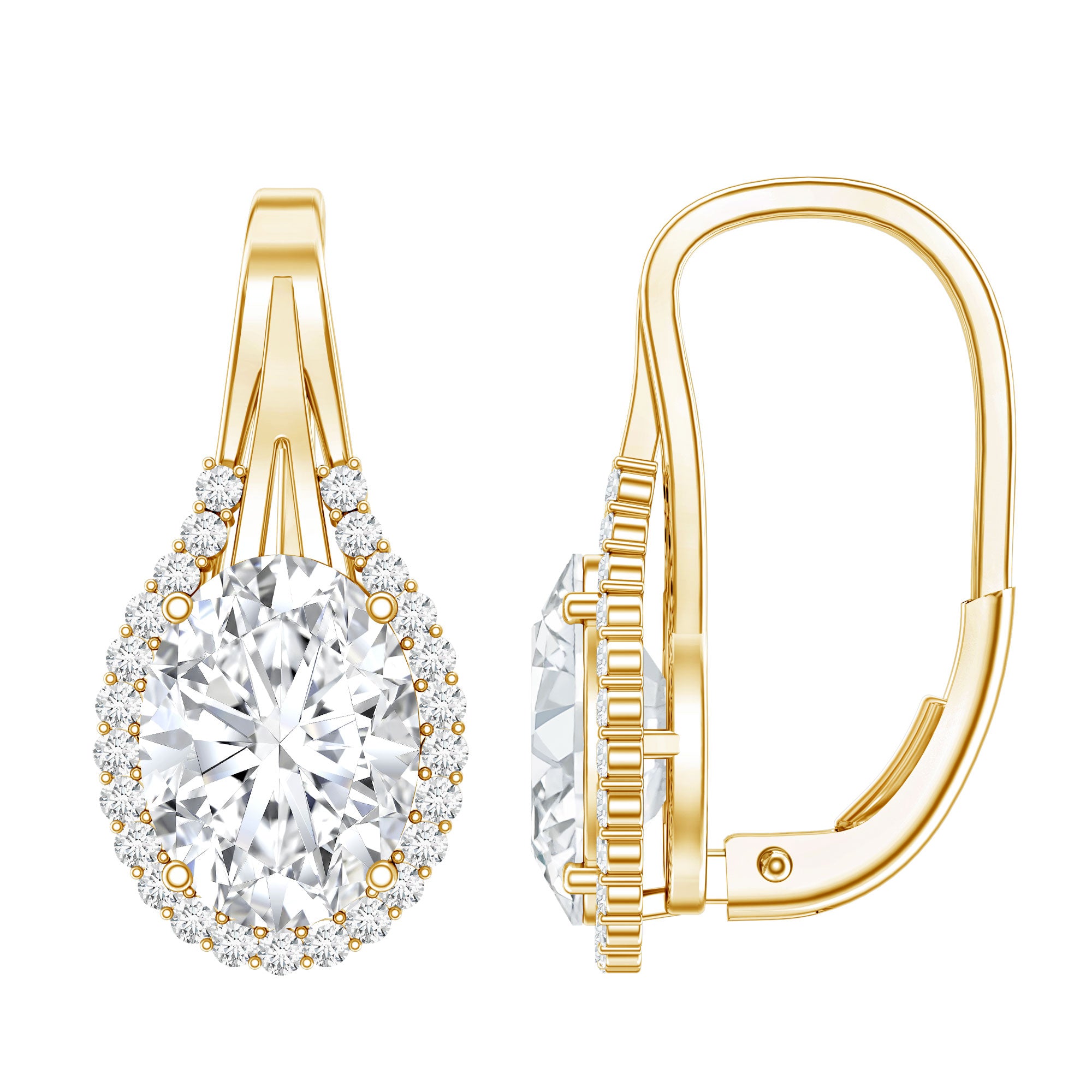 Certified 2 Carat Lab Grown Diamond Halo Designer Earrings Lab - ( EF-VS ) - Rosec Jewels