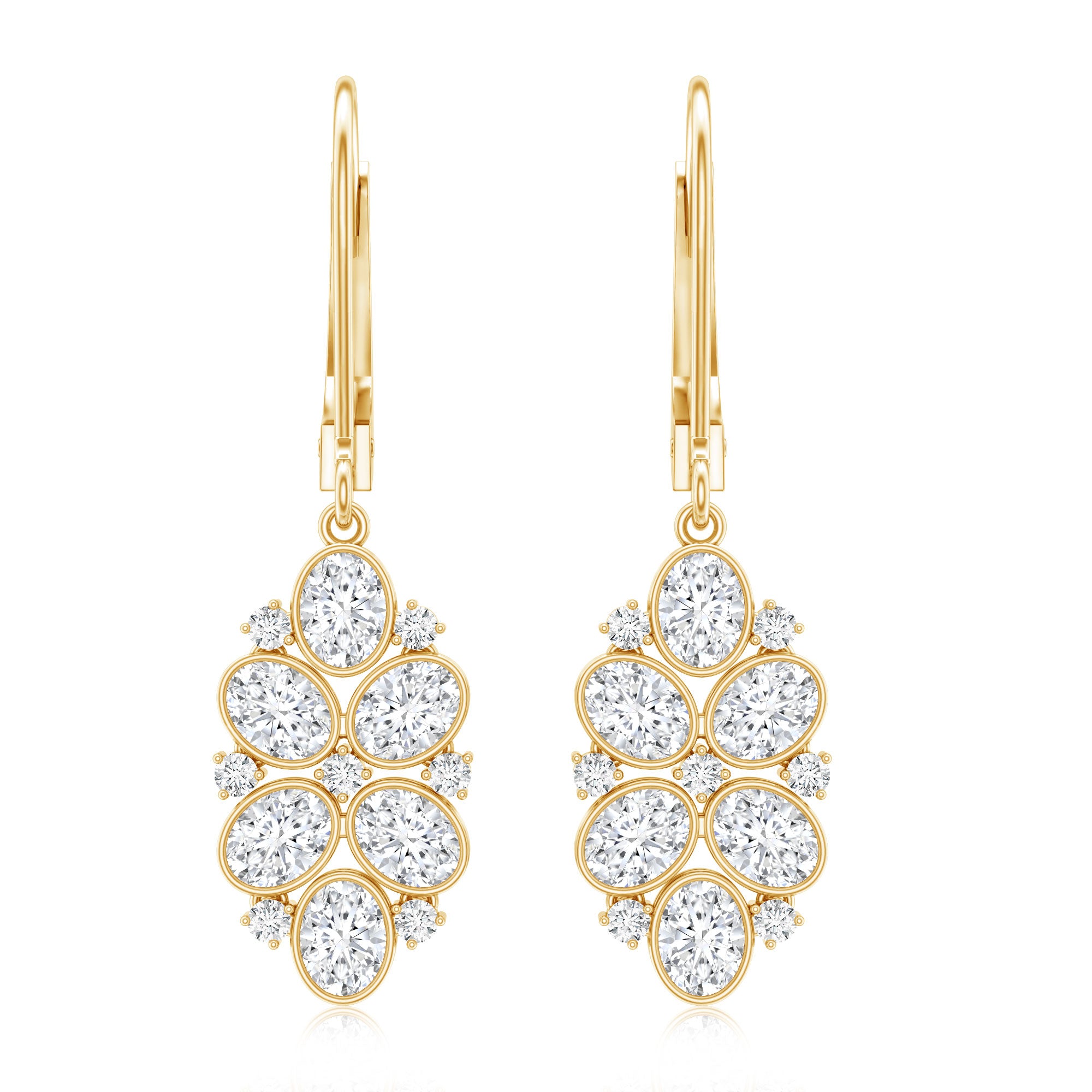 Certified Lab Grown Diamond Designer Drop Earrings Lab - ( EF-VS ) - Rosec Jewels