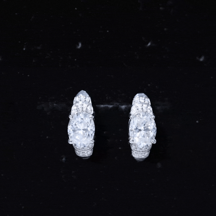 2 Carat Oval Lab Grown Diamond Vintage Style Stud Earrings Lab - ( EF-VS ) - Rosec Jewels