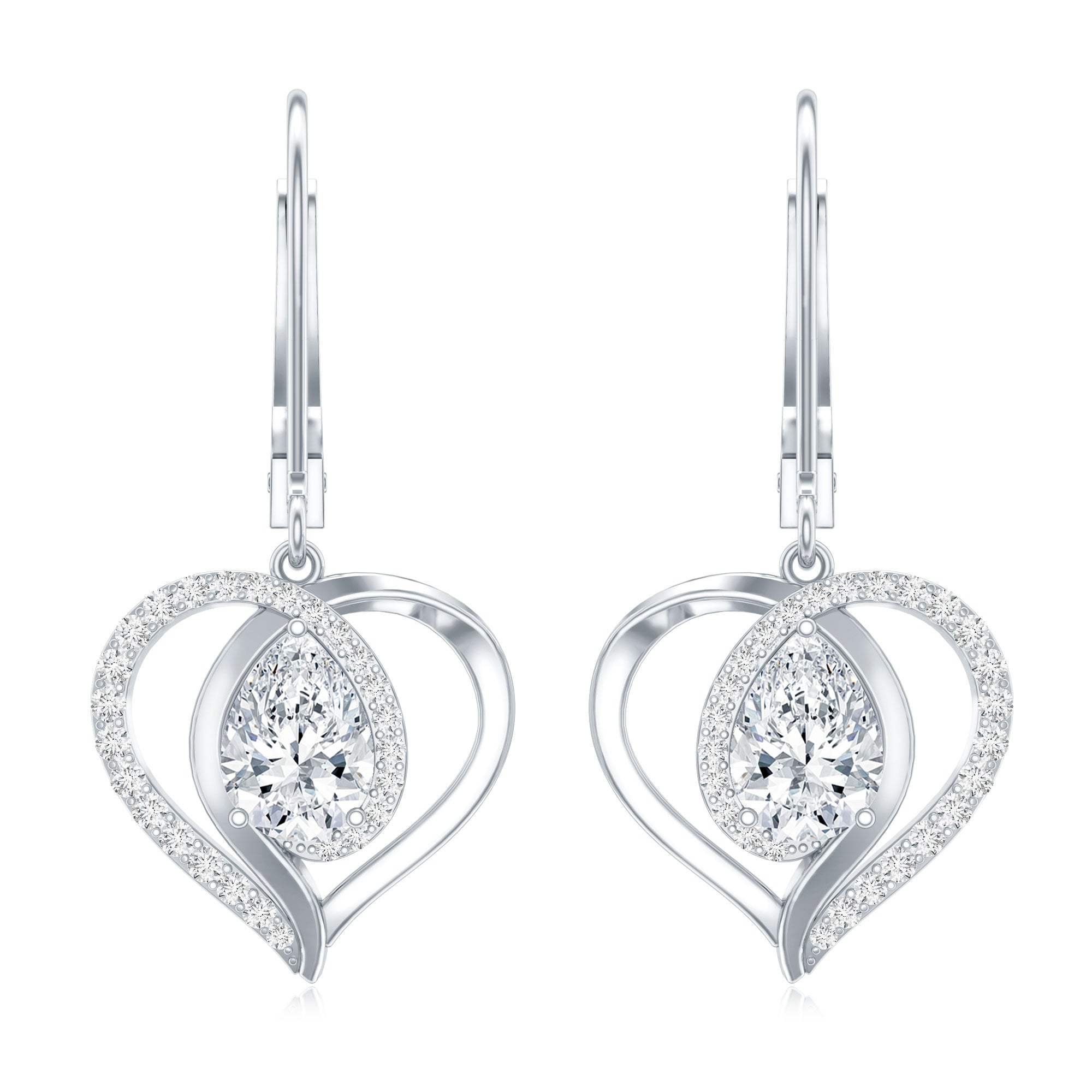 Certified 5X7MM Pear Lab Grown Diamond Heart Drop Earrings Lab - ( EF-VS ) - Rosec Jewels