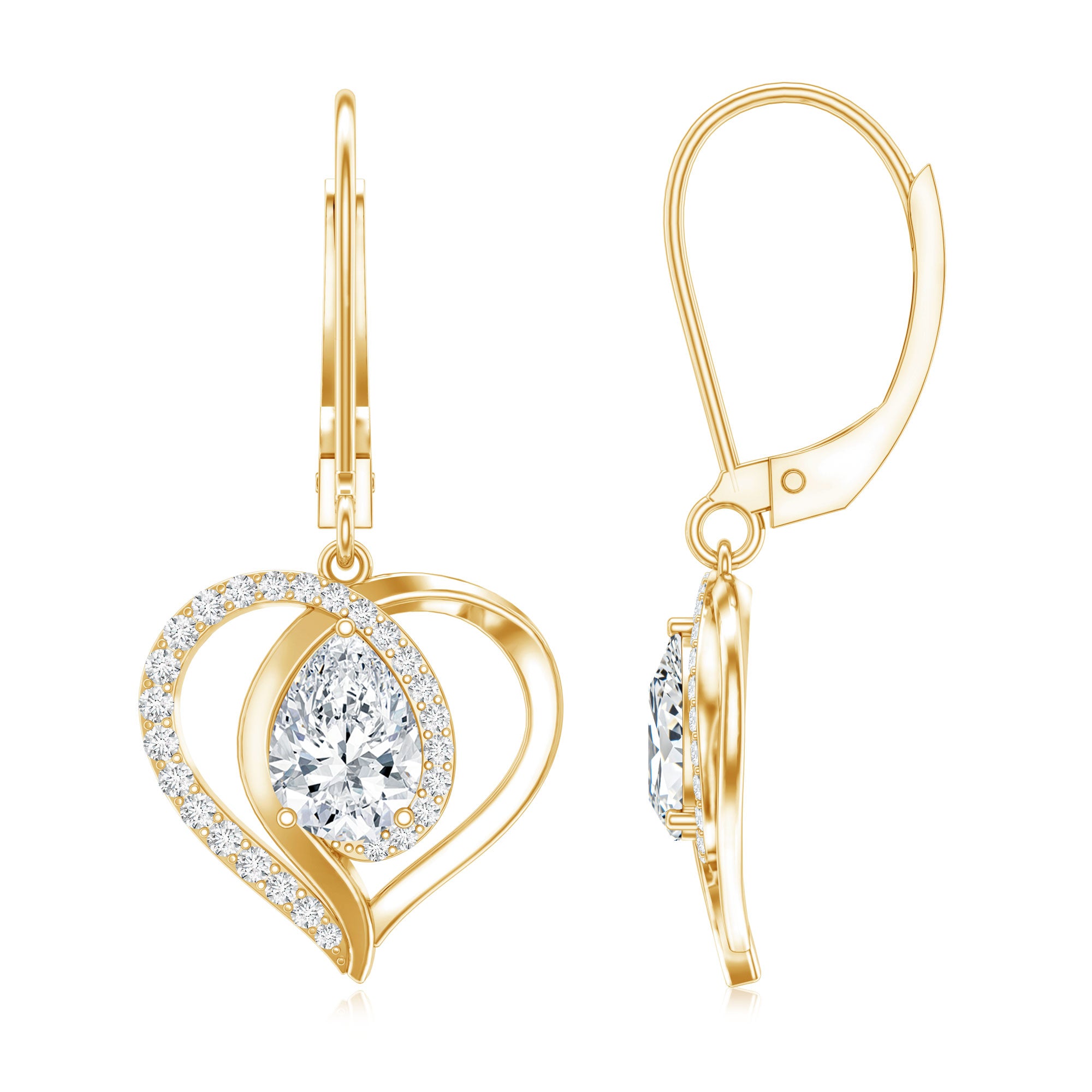 Certified 5X7MM Pear Lab Grown Diamond Heart Drop Earrings Lab - ( EF-VS ) - Rosec Jewels