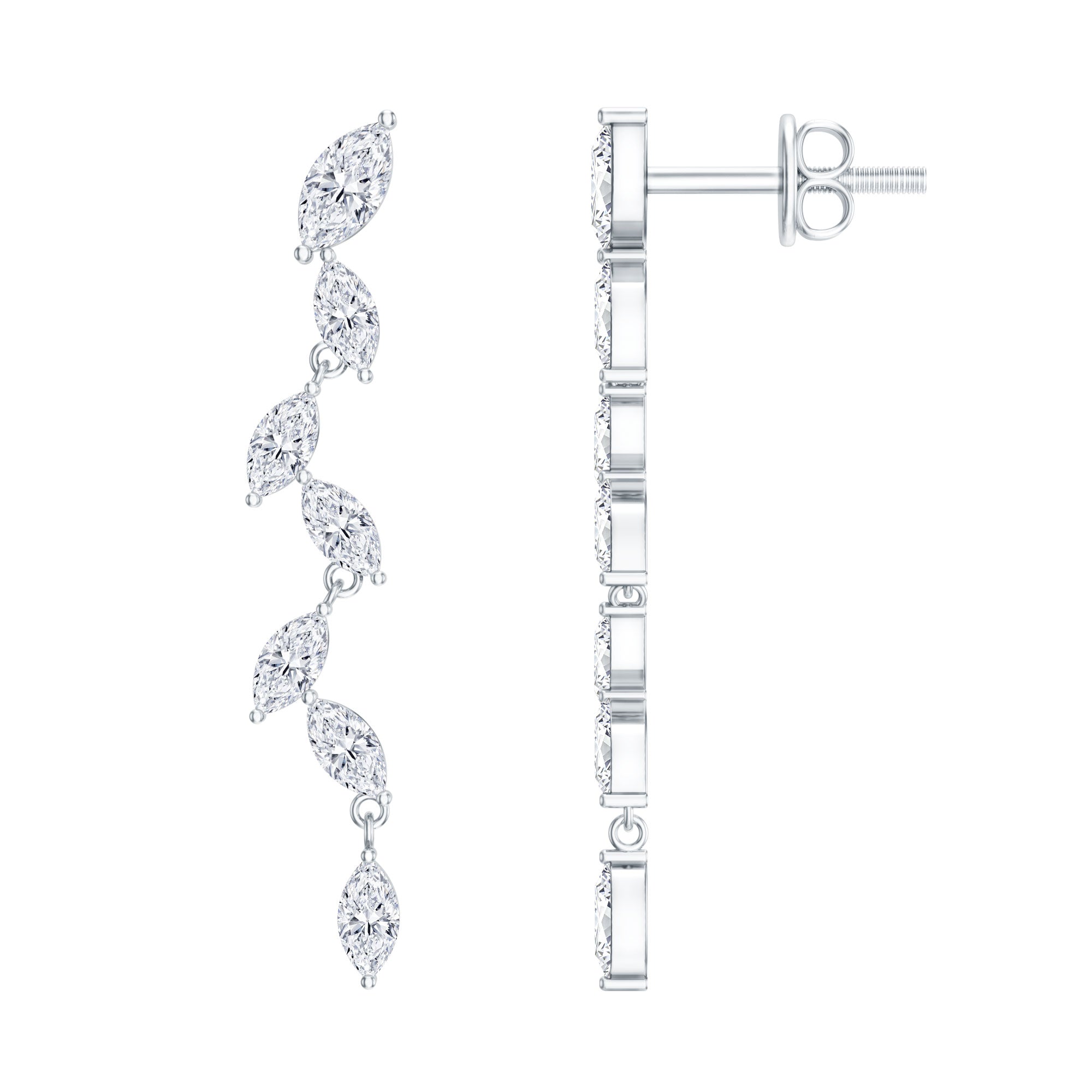 Marquise Lab Grown Diamond Bridal Dangle Earrings Lab - ( EF-VS ) - Rosec Jewels