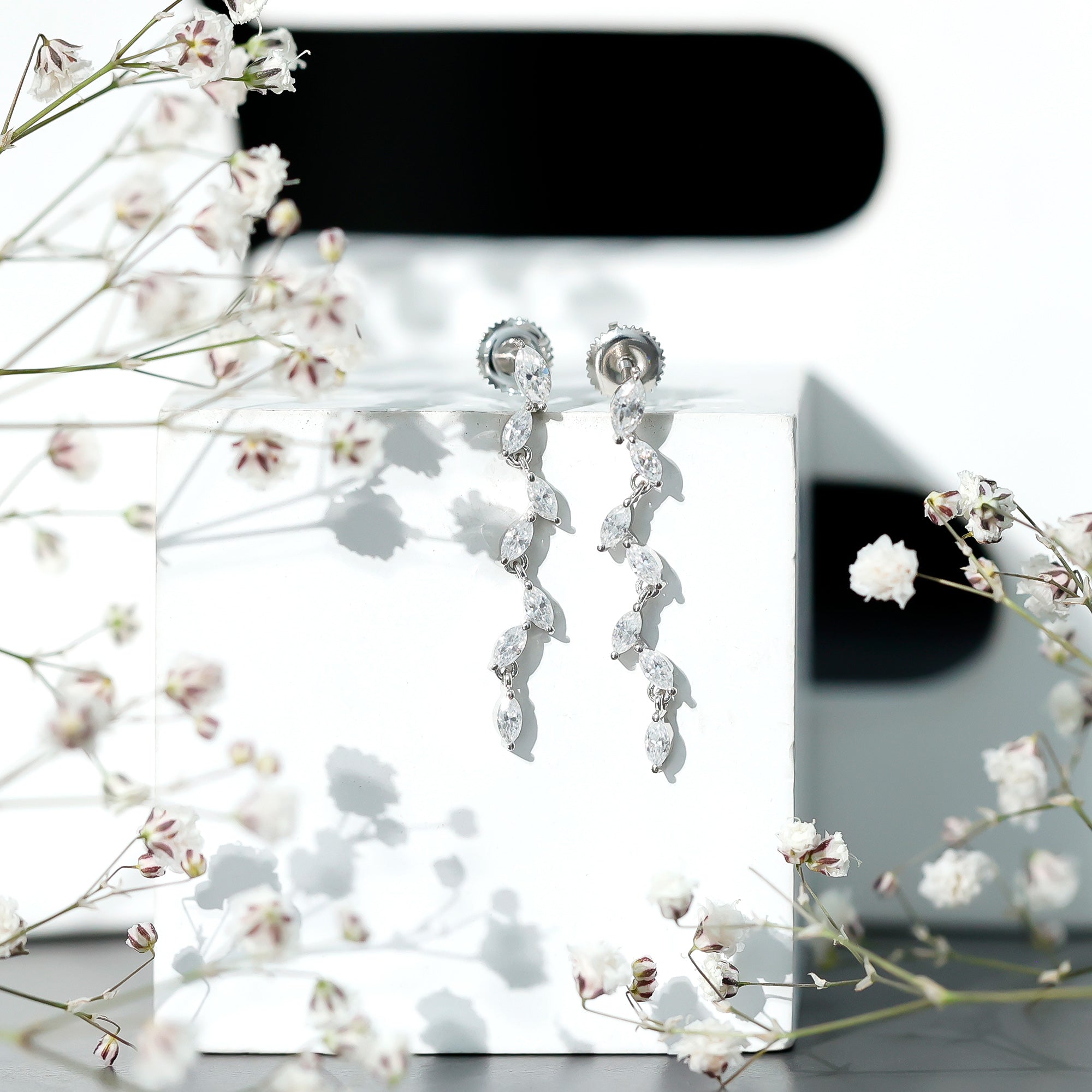 Marquise Lab Grown Diamond Bridal Dangle Earrings Lab - ( EF-VS ) - Rosec Jewels