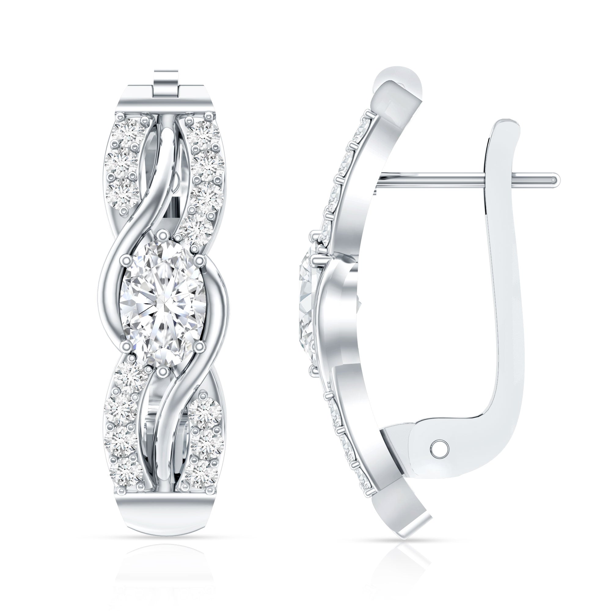 Certified Lab 4X6 mm Oval Diamond Infinity Earrings Lab - ( EF-VS ) - Rosec Jewels