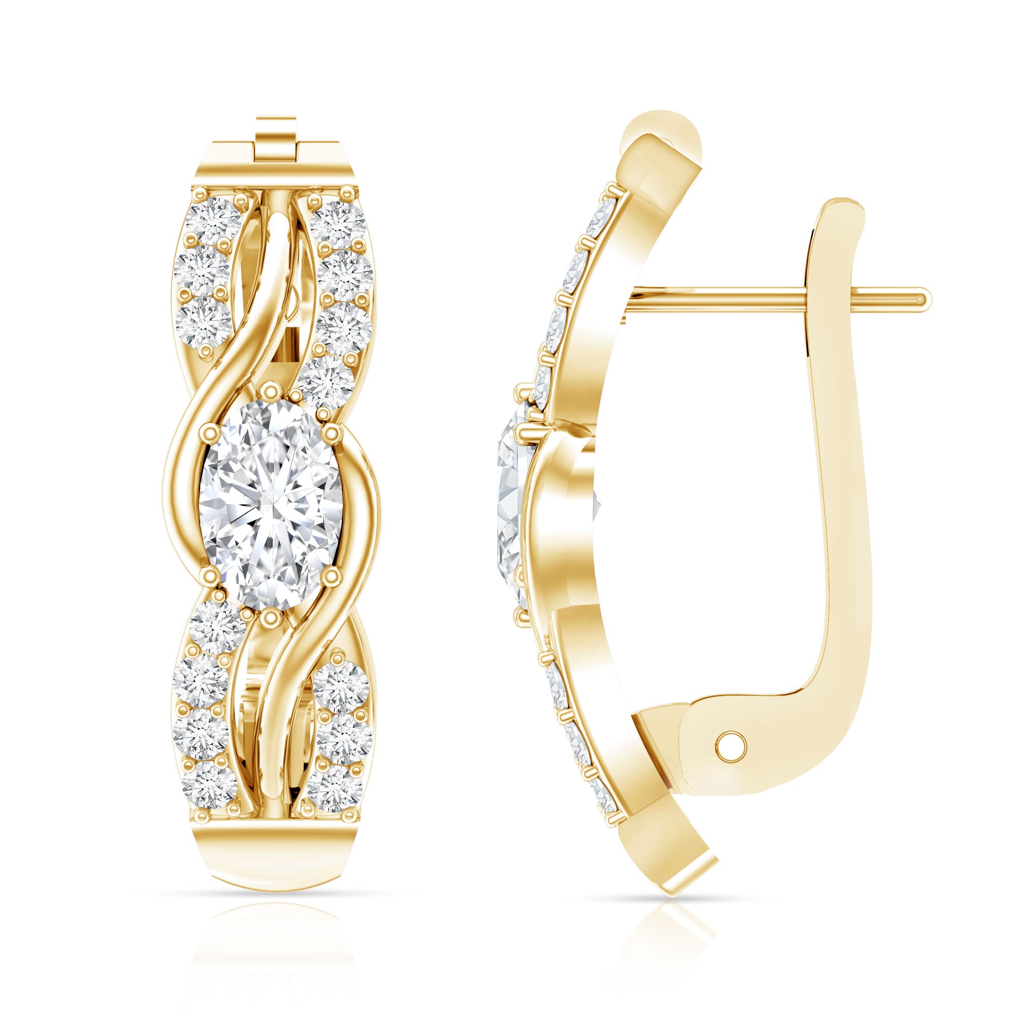 Certified Lab 4X6 mm Oval Diamond Infinity Earrings Lab - ( EF-VS ) - Rosec Jewels