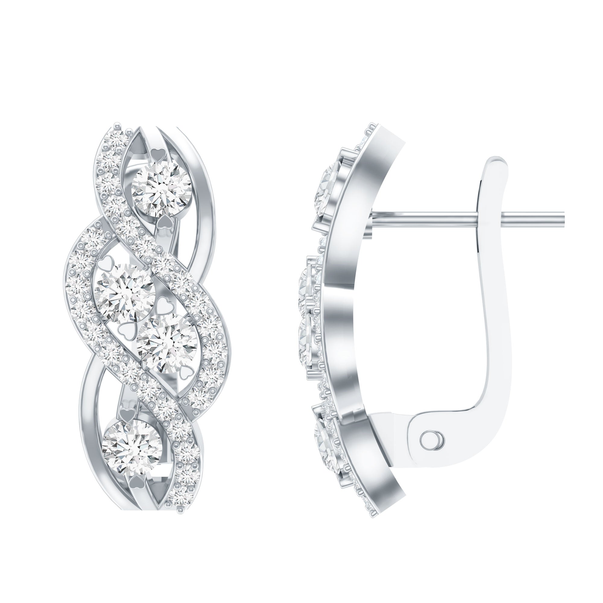 Lab Grown Diamond Infinity Earrings For Women Lab - ( EF-VS ) - Rosec Jewels