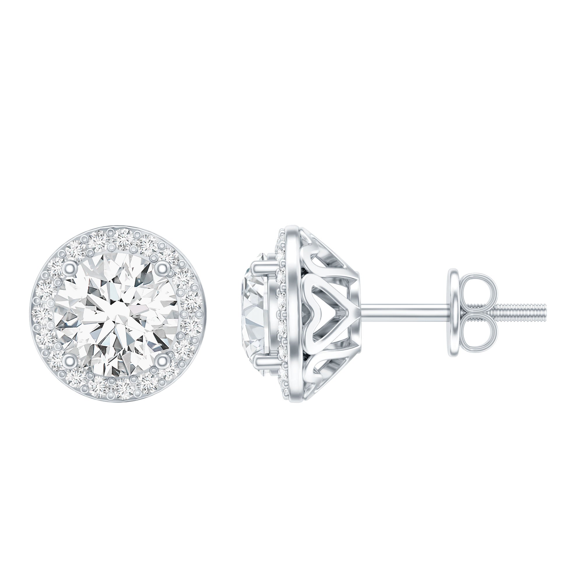 IGI Certified Round Lab Grown Diamond Bridal Stud Earrings