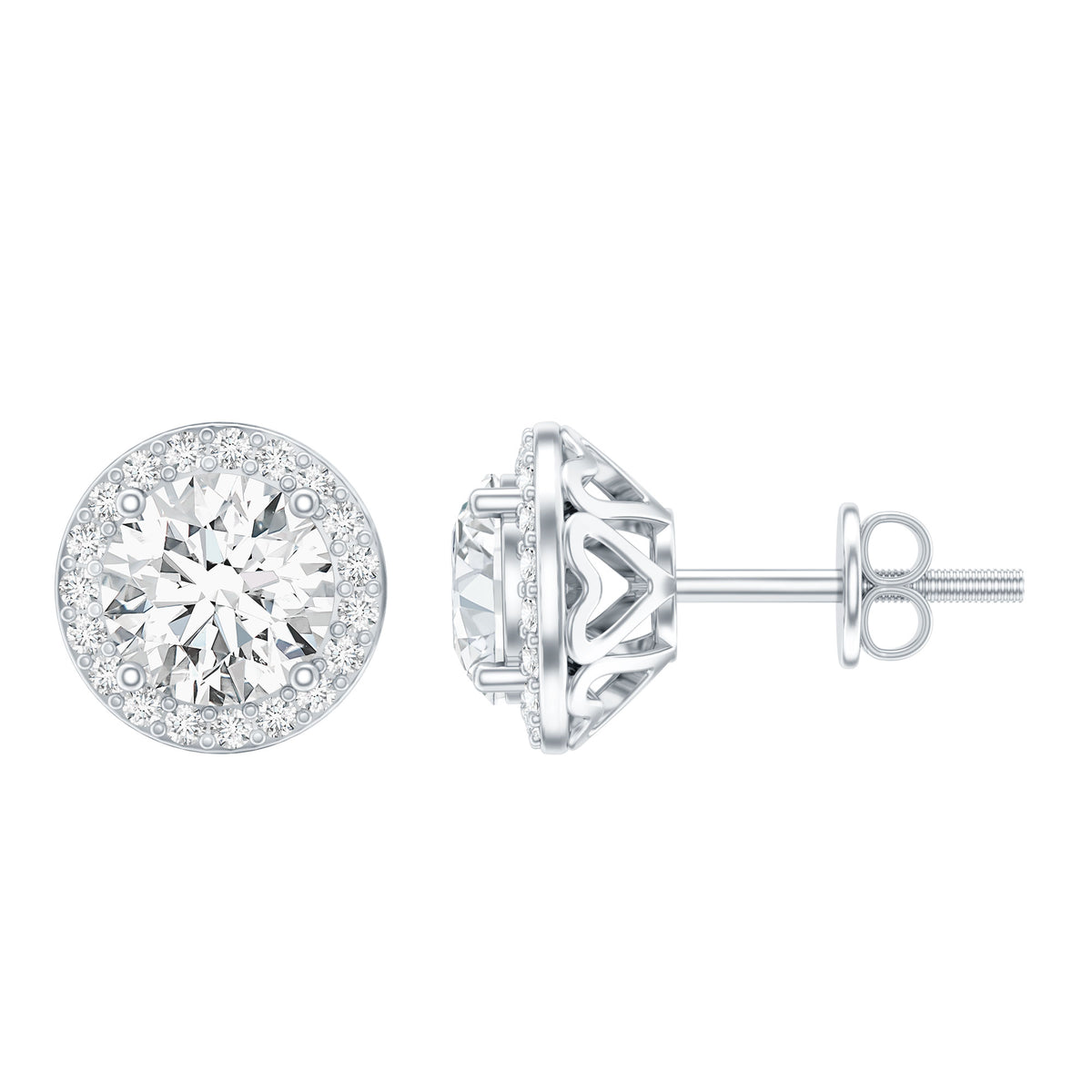 IGI Certified Round Lab Grown Diamond Bridal Stud Earrings Lab - ( E-VS1 ) - Rosec Jewels