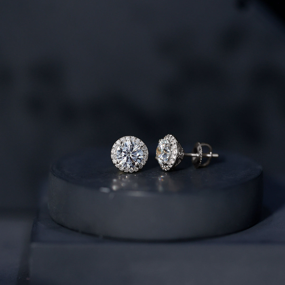 IGI Certified Round Lab Grown Diamond Bridal Stud Earrings Lab - ( E-VS1 ) - Rosec Jewels
