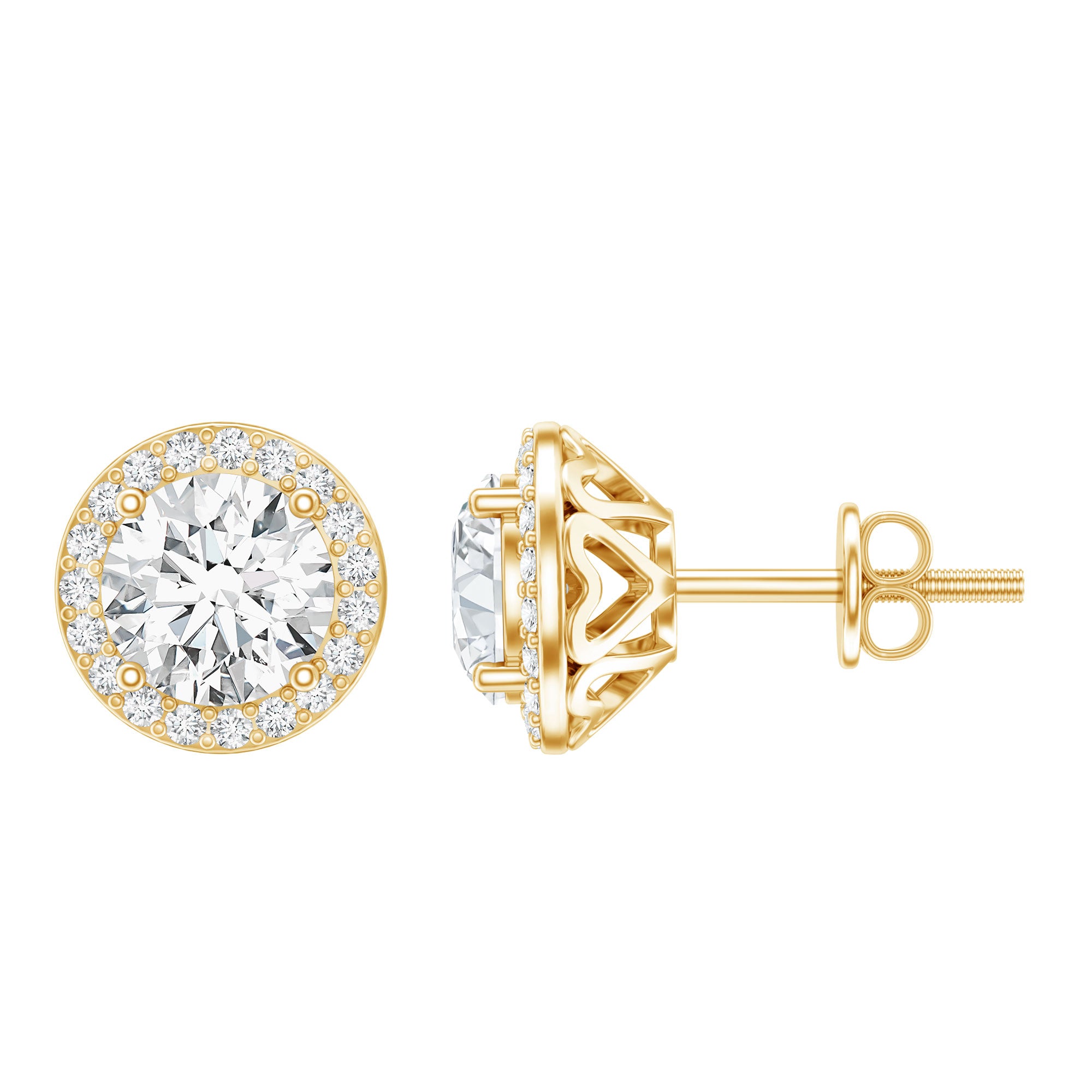 IGI Certified Round Lab Grown Diamond Bridal Stud Earrings Lab - ( E-VS1 ) - Rosec Jewels
