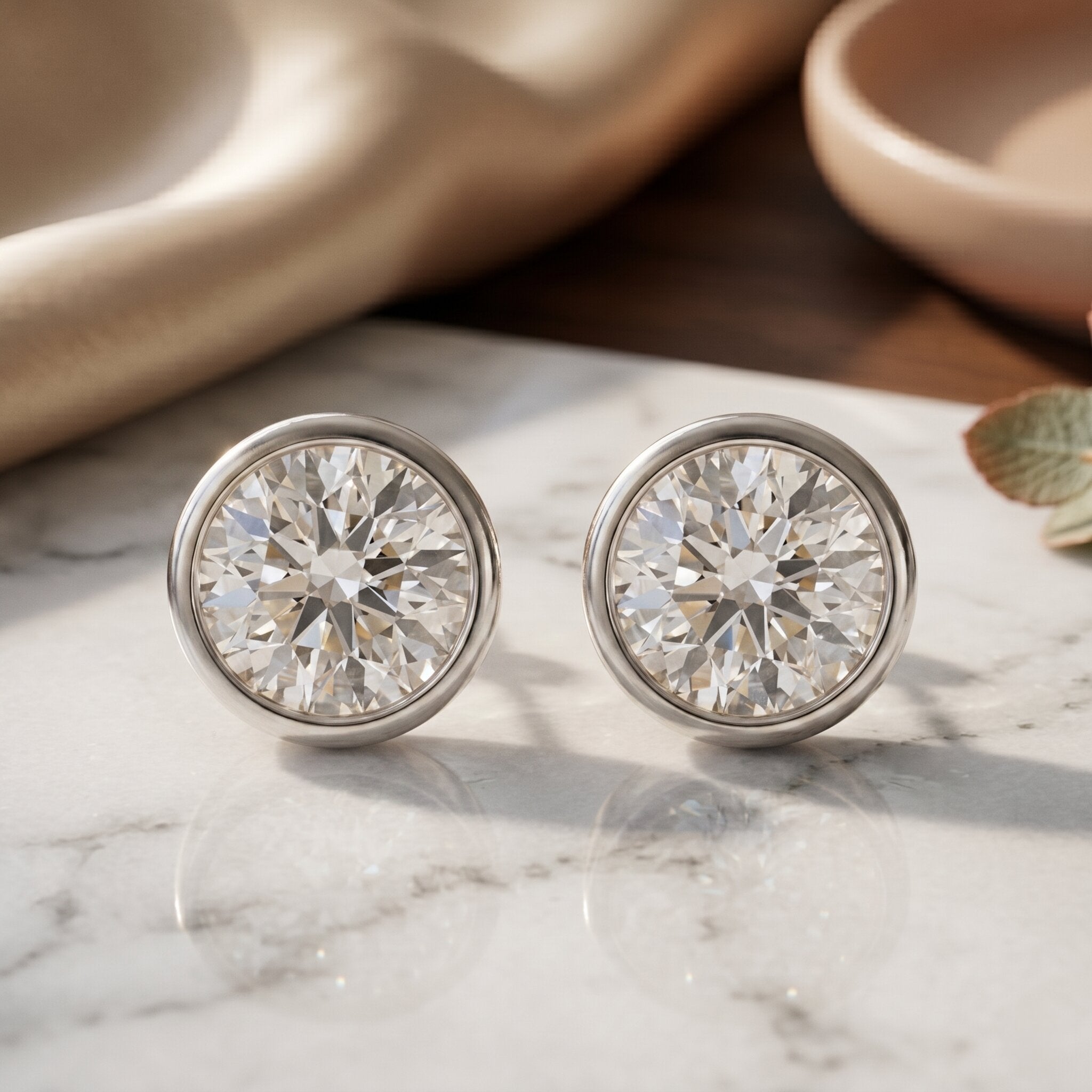 4 CT Lab Grown Diamond Studs with IGI Certificate Lab - ( E-VS1 ) - Rosec Jewels
