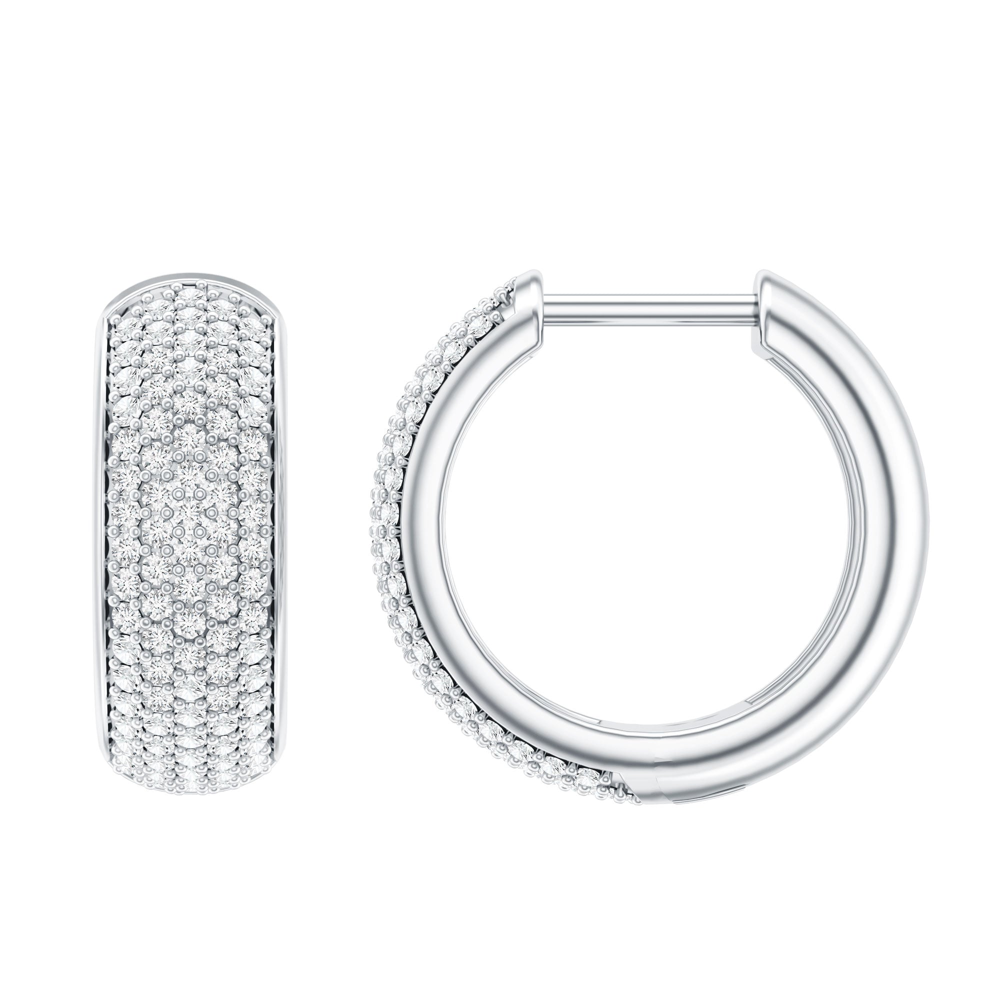 Rosec Jewels-Pave Set Lab Grown Diamond Huggie Hoop Earrings