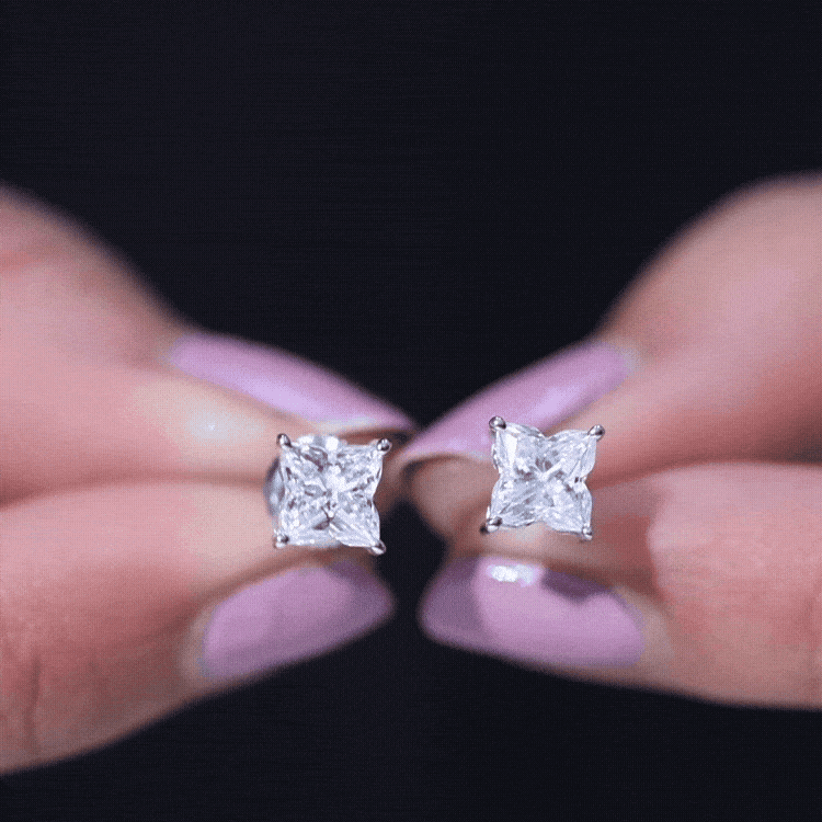 Rosec Jewels-Certified 1.7 Carat Lily Cut Lab Grown Diamond Flower Stud Earrings