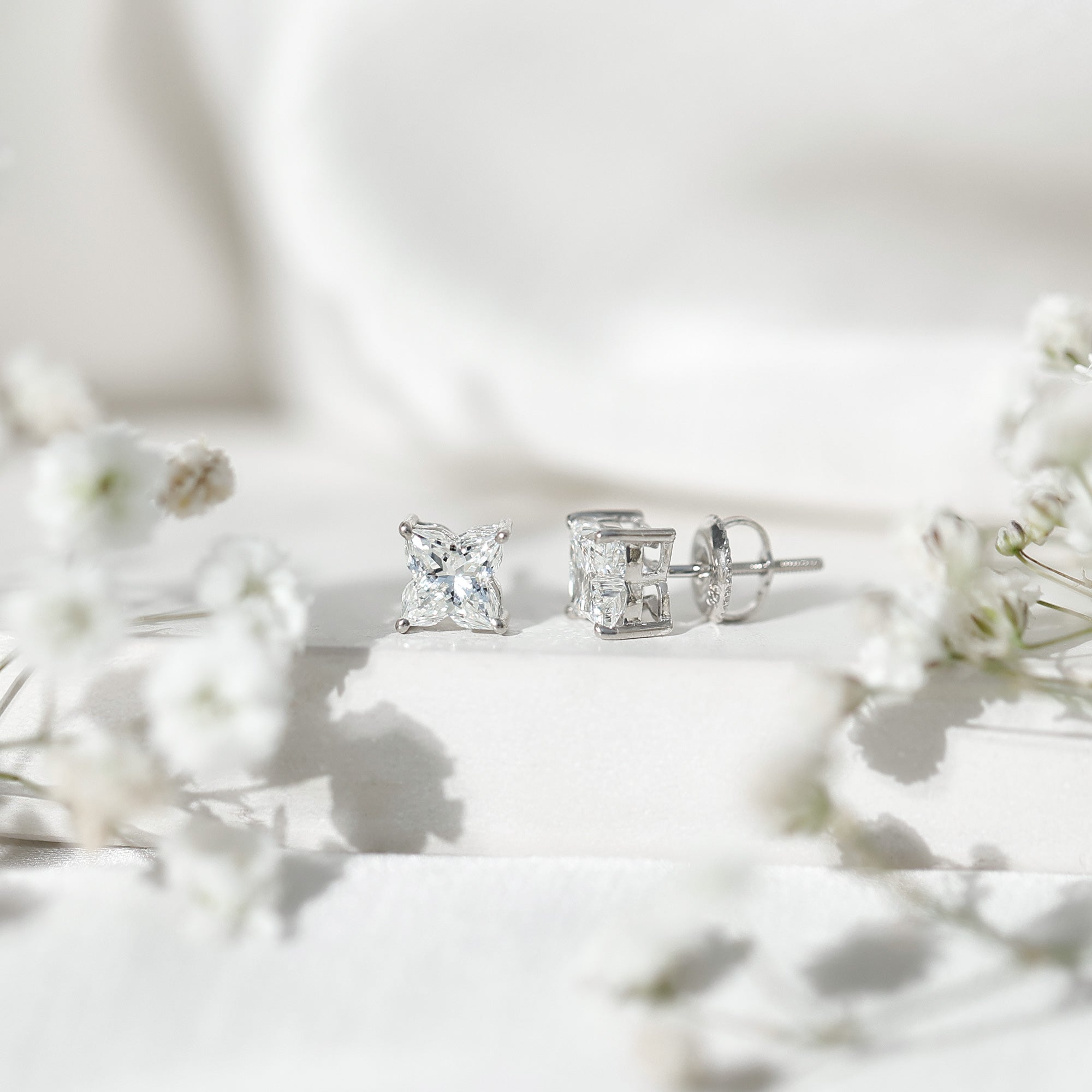 Rosec Jewels-1.7 Carat Lily Cut Certified Lab Grown Diamond Solitaire Stud Earrings