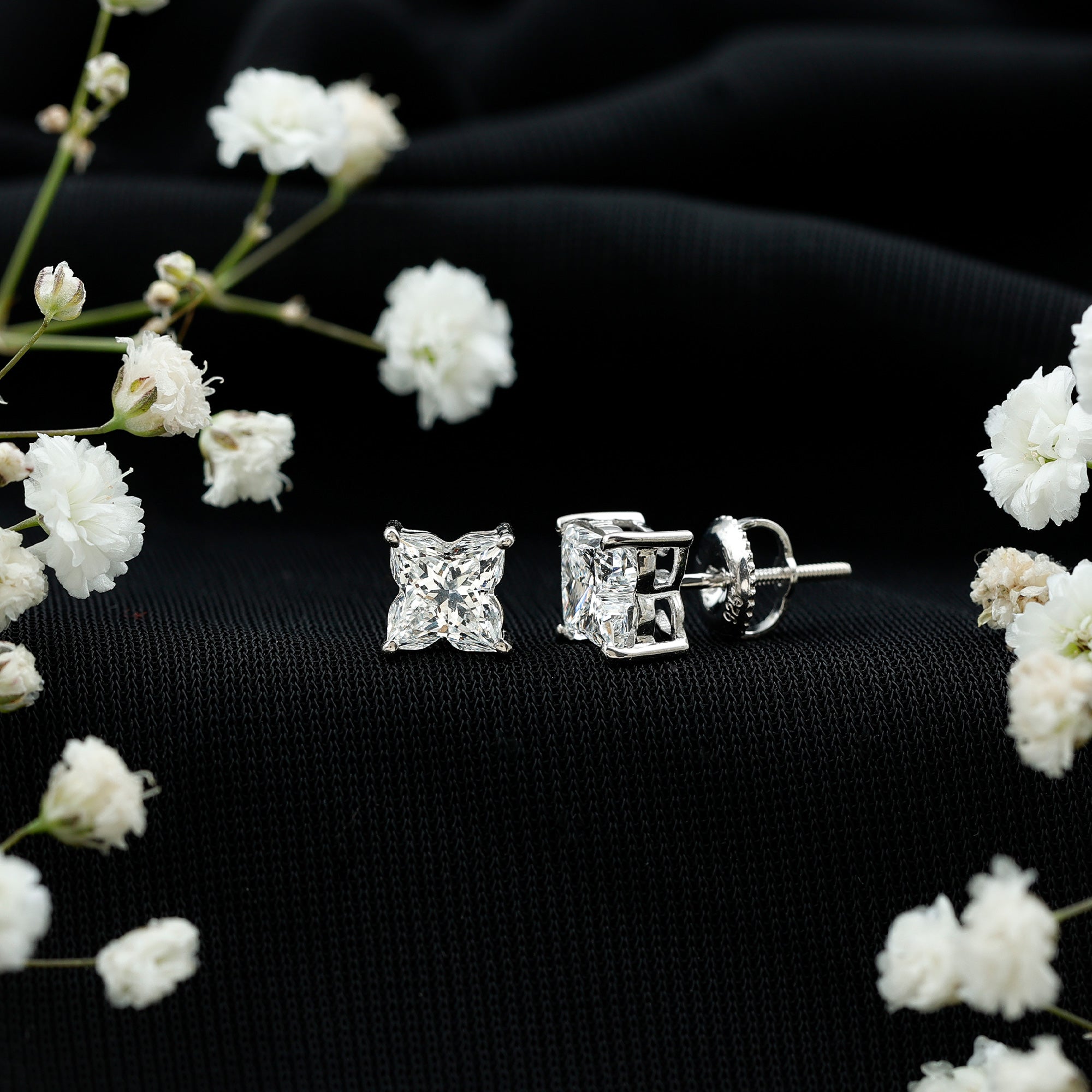 Rosec Jewels-1.7 Carat Lily Cut Certified Lab Grown Diamond Solitaire Stud Earrings