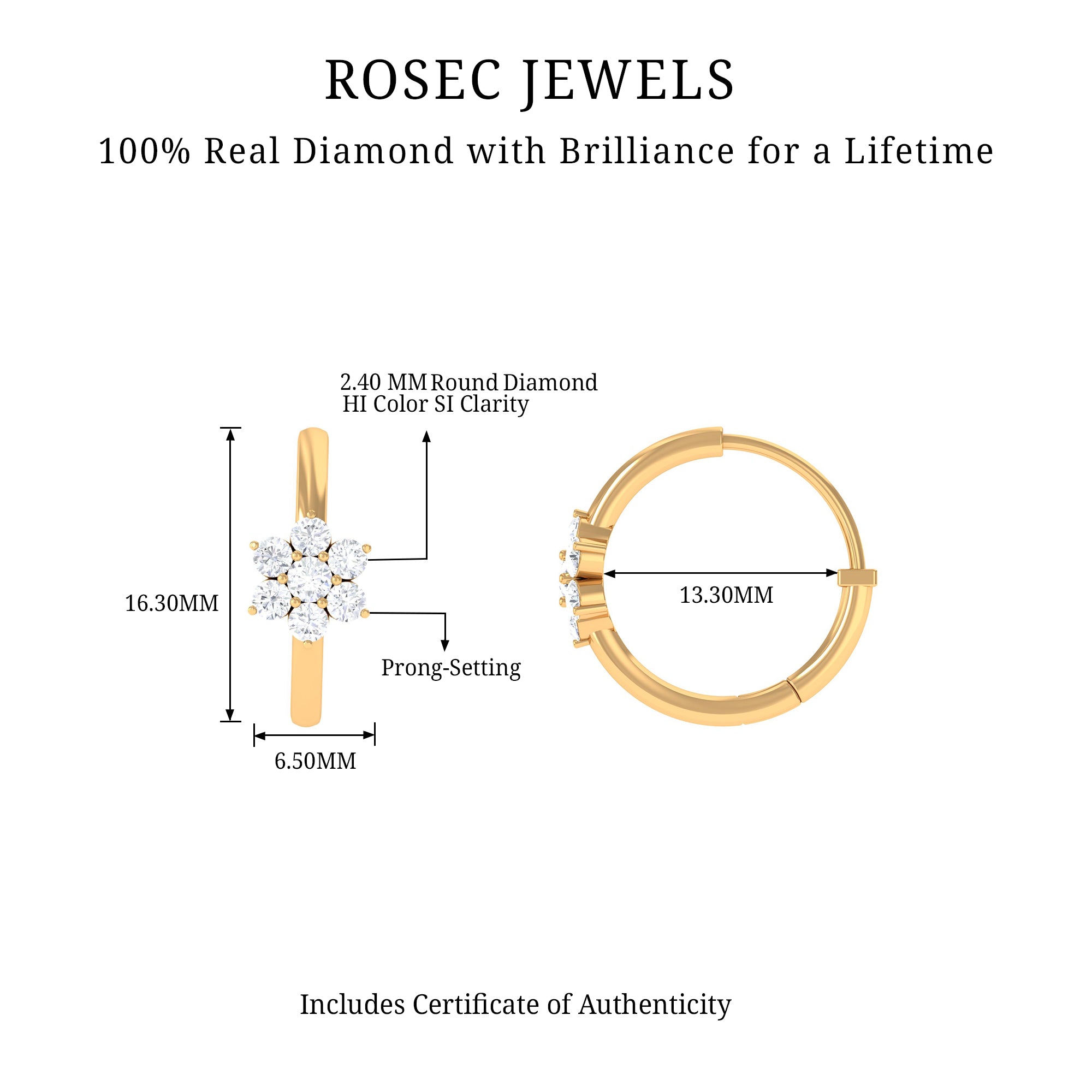 Rosec Jewels-Floral Hoop Earrings with Diamond