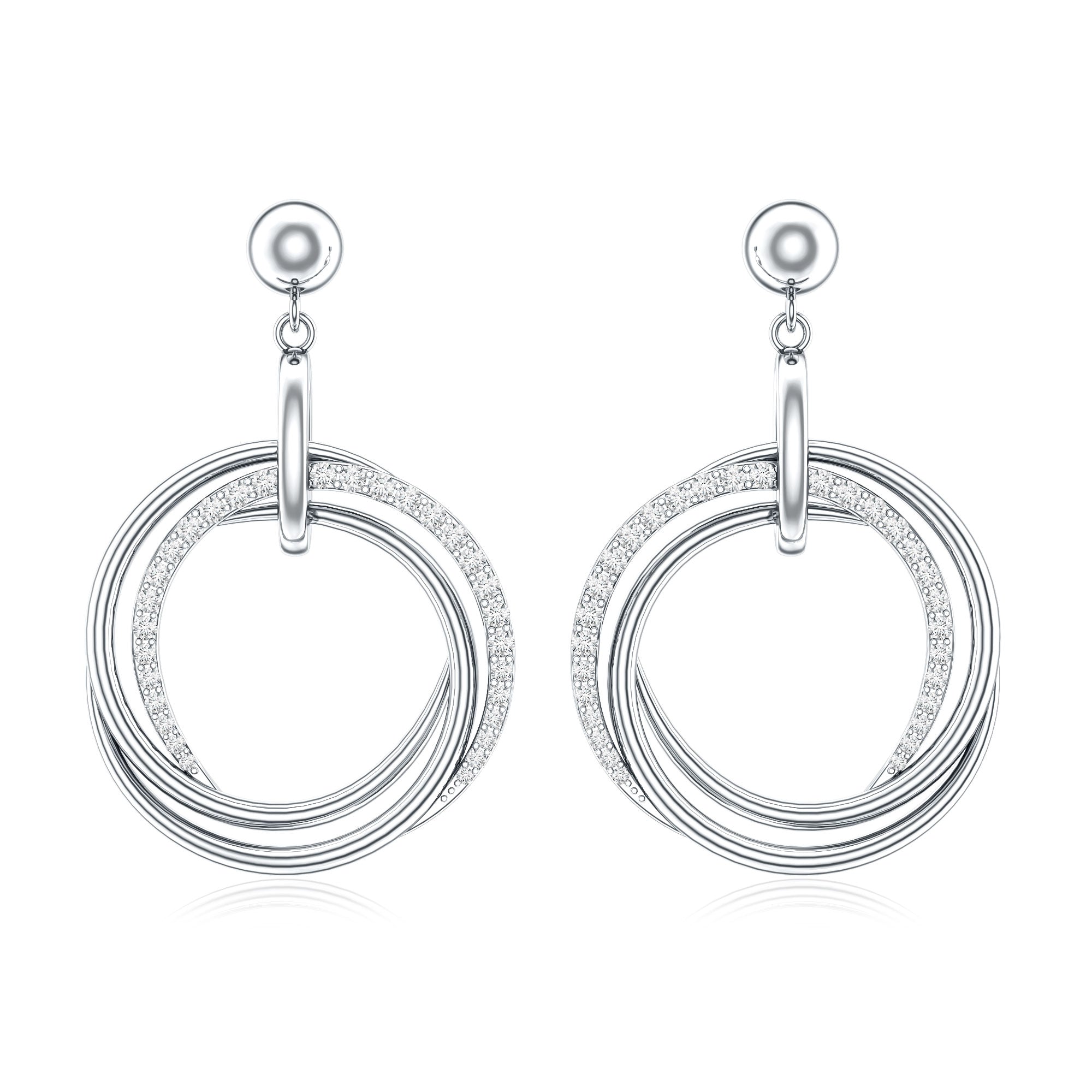 Round Cut Diamond Drop Earring with Screw Back Closure Natural - ( HI-SI ) - Rosec Jewels