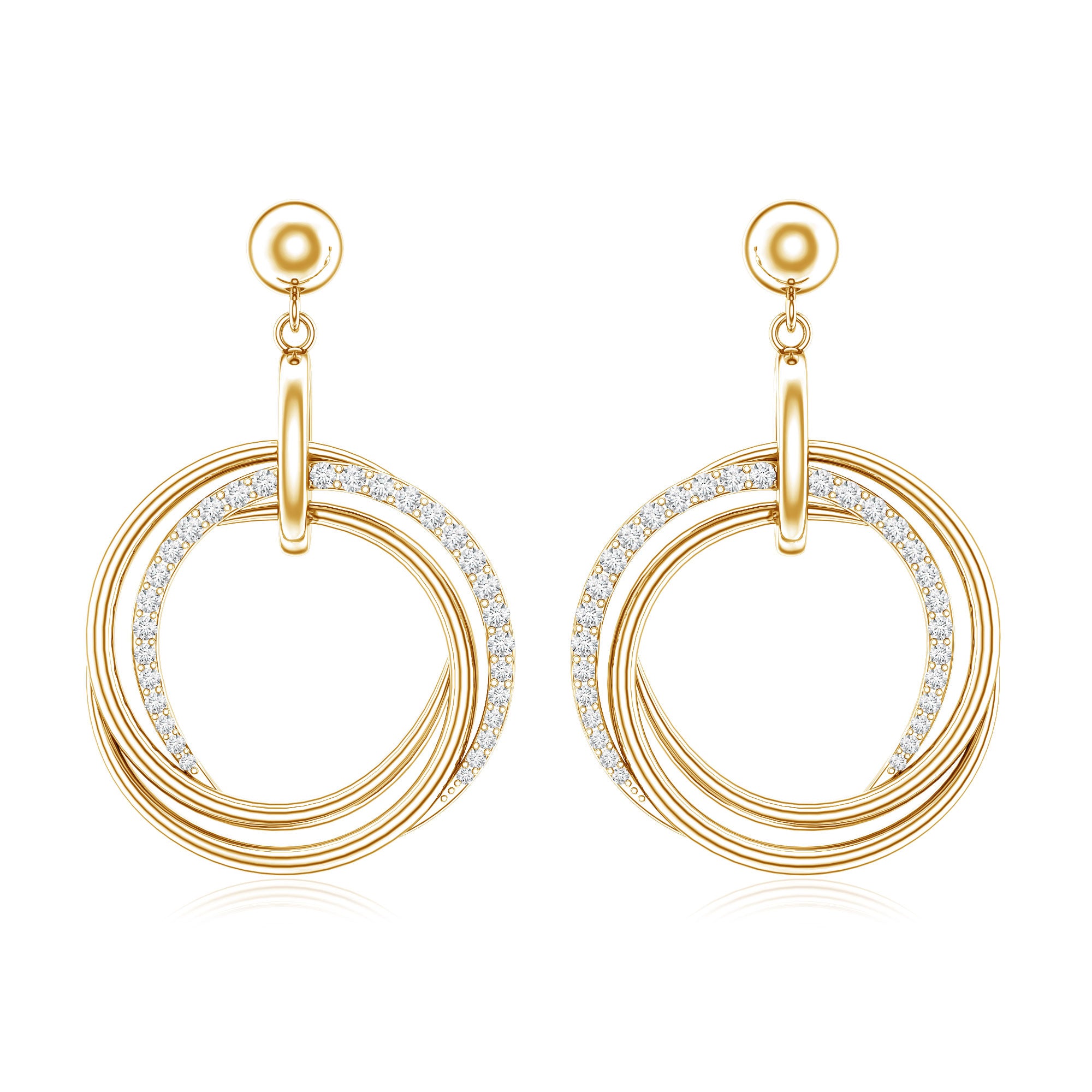 Round Cut Diamond Drop Earring with Screw Back Closure Natural - ( HI-SI ) - Rosec Jewels