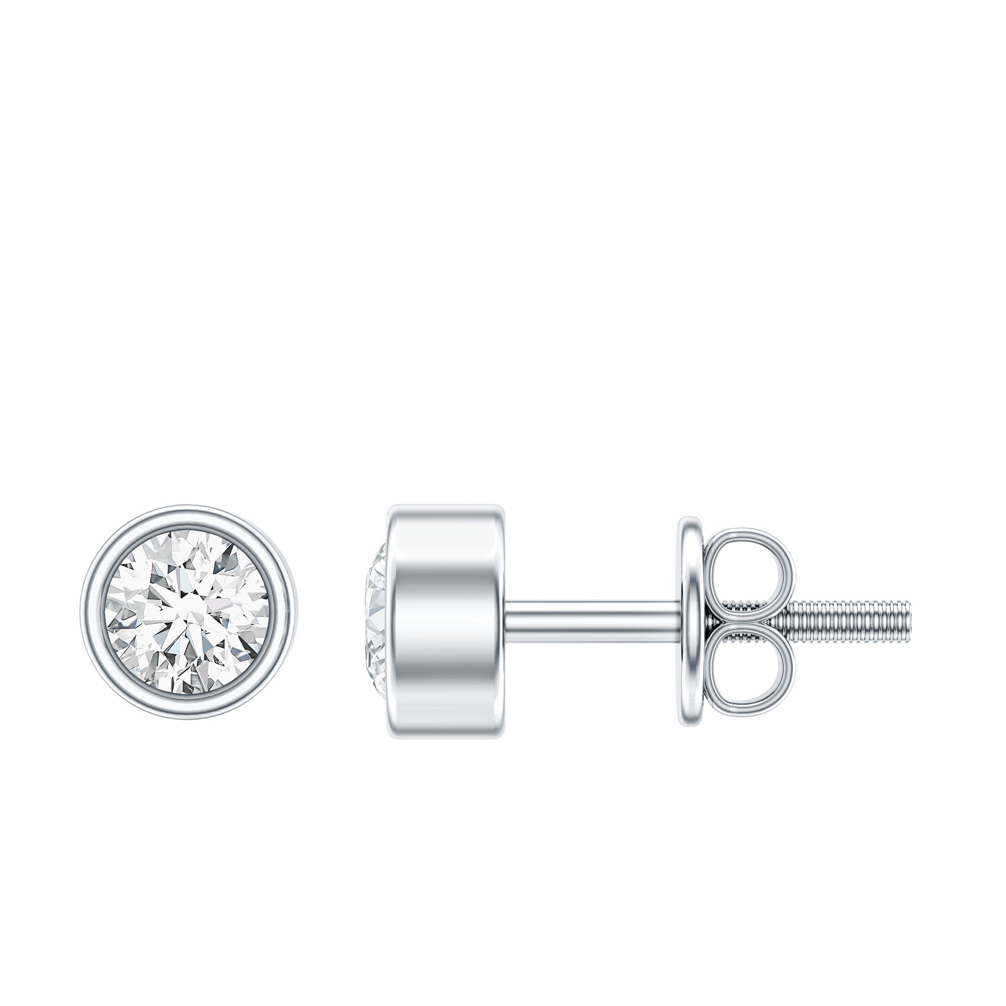 Minimalistic Bezel Set Diamond Stud Earrings Natural - ( HI-SI ) - Rosec Jewels