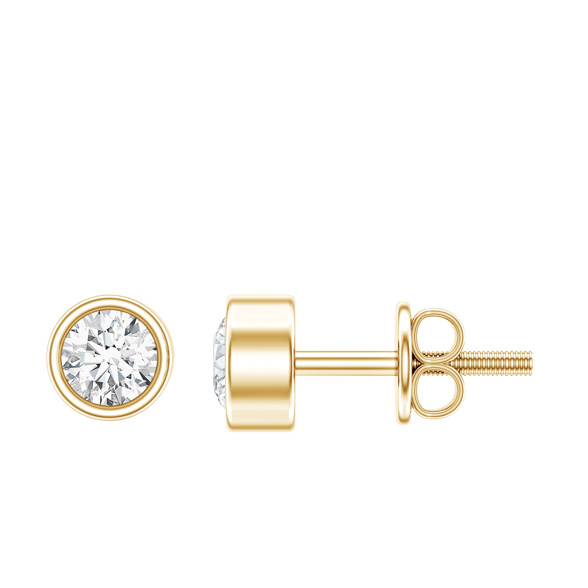 Minimalistic Bezel Set Diamond Stud Earrings Natural - ( HI-SI ) - Rosec Jewels
