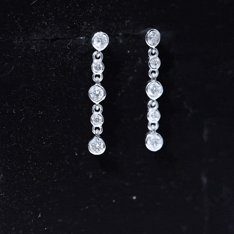 Certified Moissanite Dangle Earrings in Bezel Setting D-VS1 - Rosec Jewels