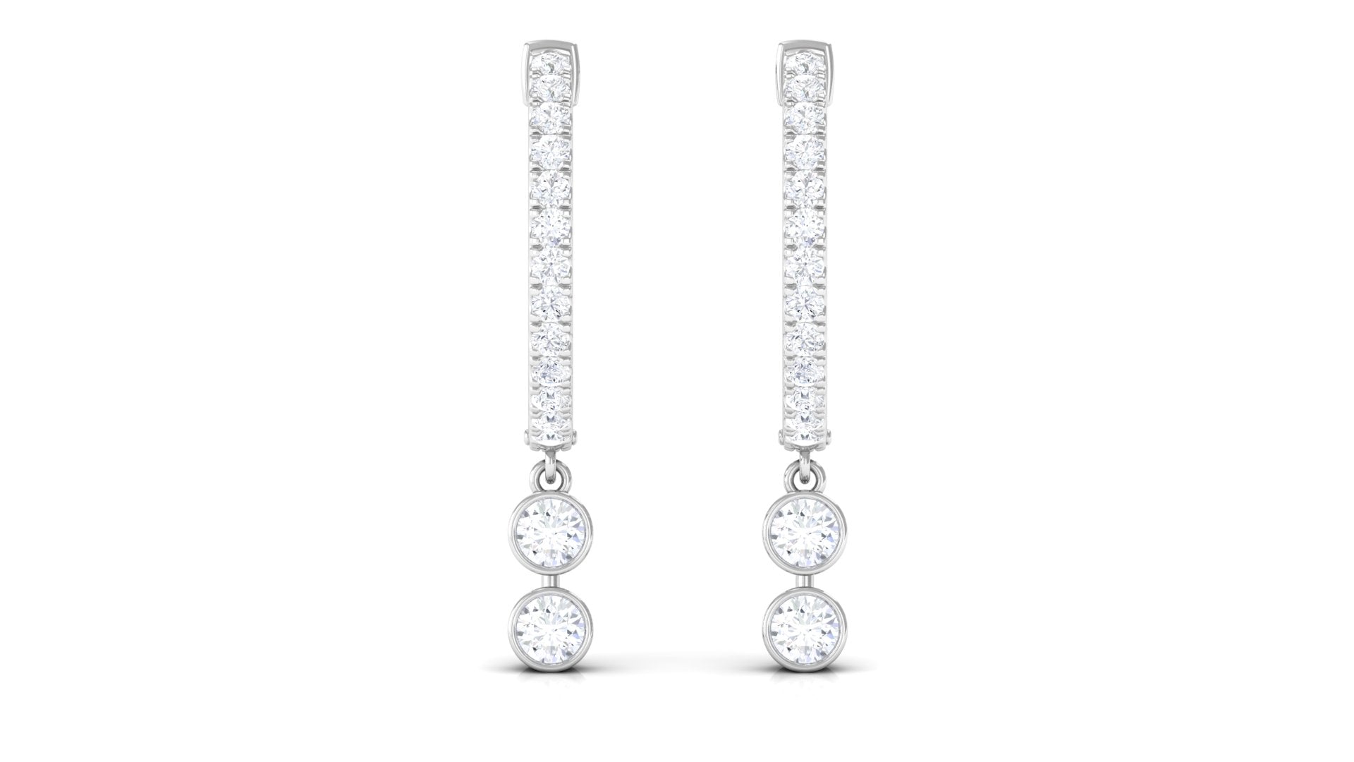 Rosec Jewels-1/2 CT Minimal Diamond Gold Hoop Drop Earrings in Bezel Setting