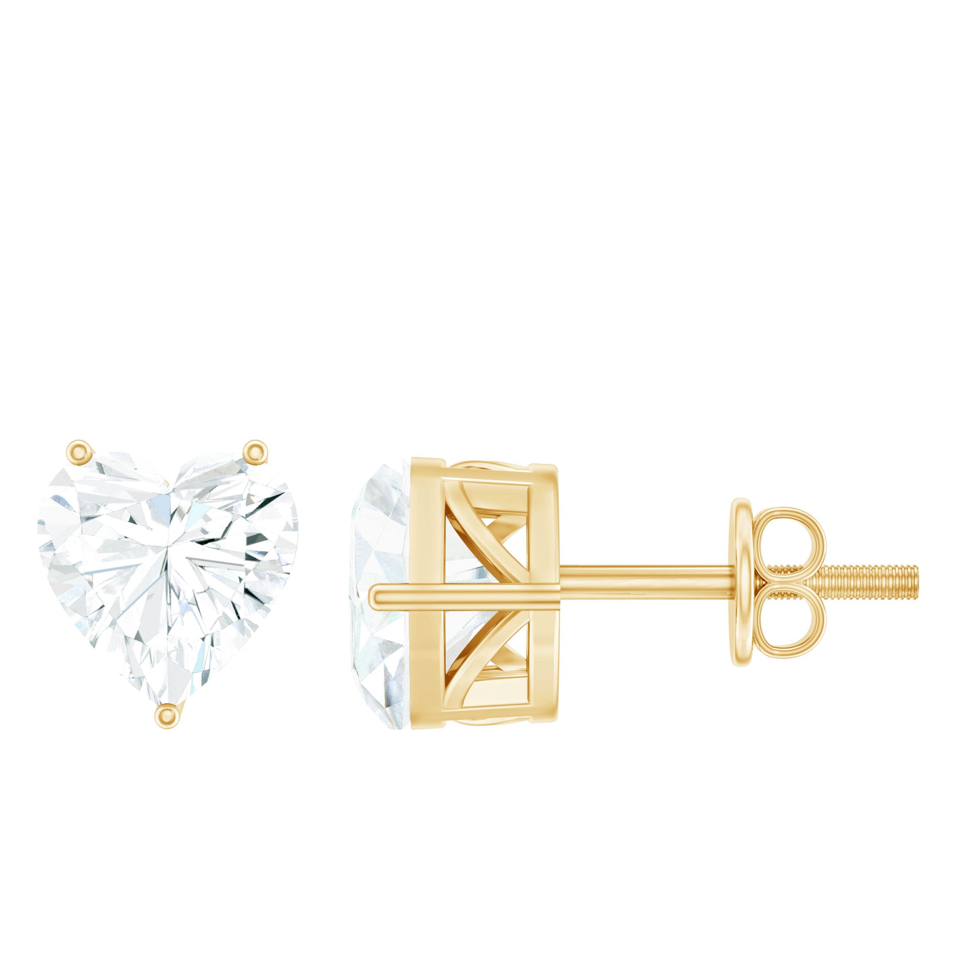 3 Carat Heart Shape Cubic Zirconia Solitaire Stud Earrings AAAA - Rosec Jewels