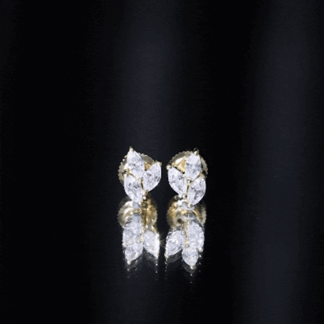 Nature Inspired 1 Carat Marquise Cut Zircon Leaf Stud Earrings AAAA - Rosec Jewels