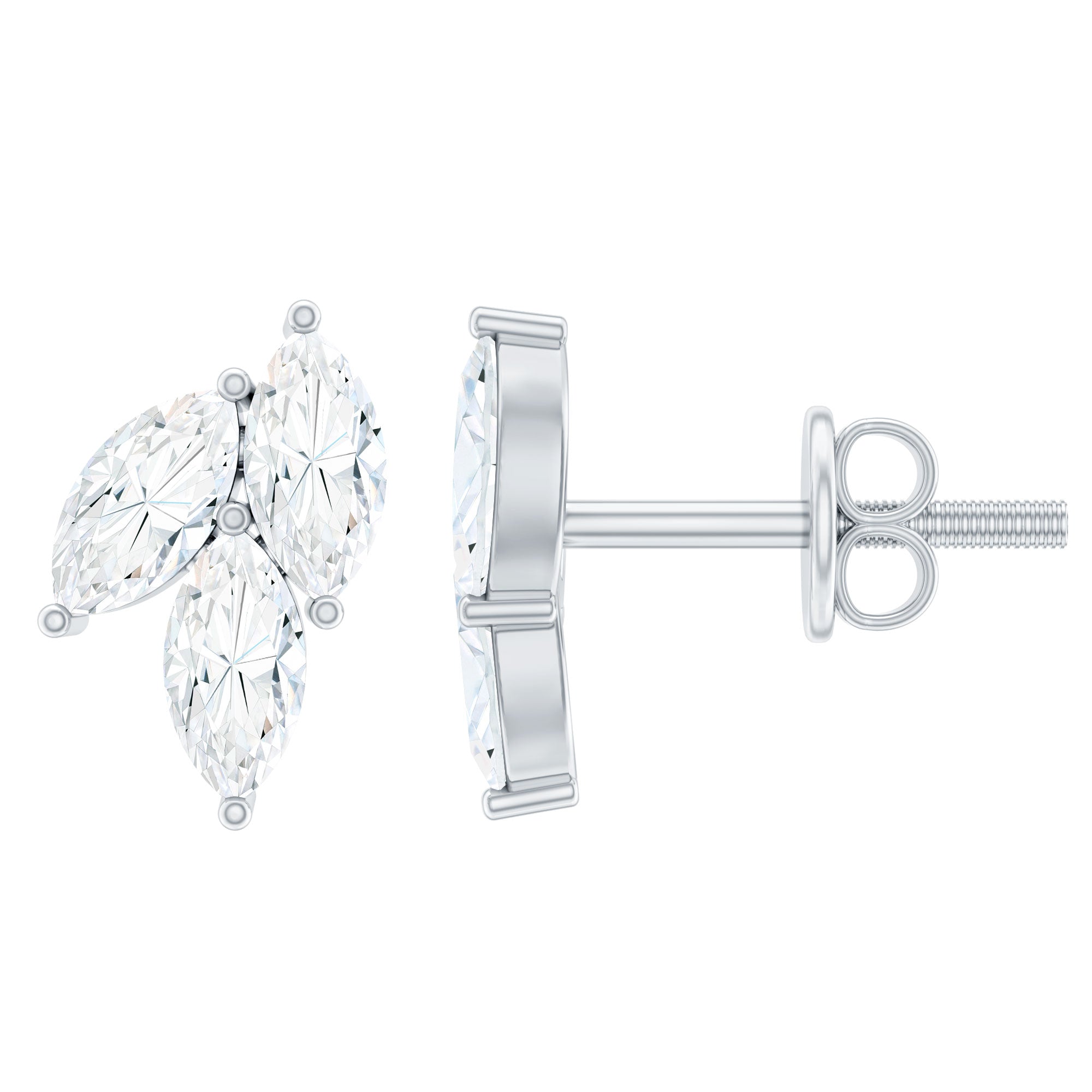 Nature Inspired 1 Carat Marquise Cut Zircon Leaf Stud Earrings AAAA - Rosec Jewels
