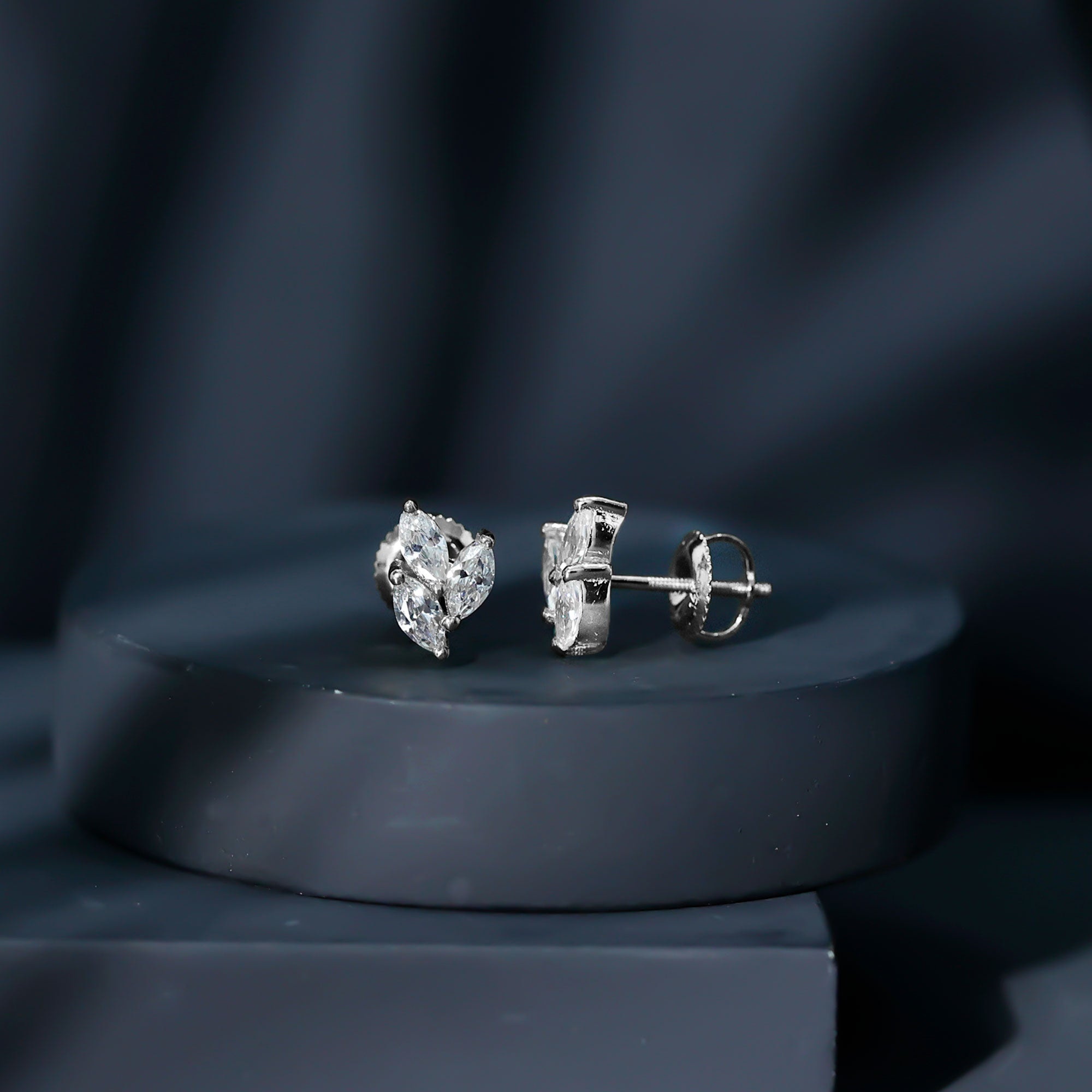 Nature Inspired 1 Carat Marquise Cut Zircon Leaf Stud Earrings AAAA - Rosec Jewels