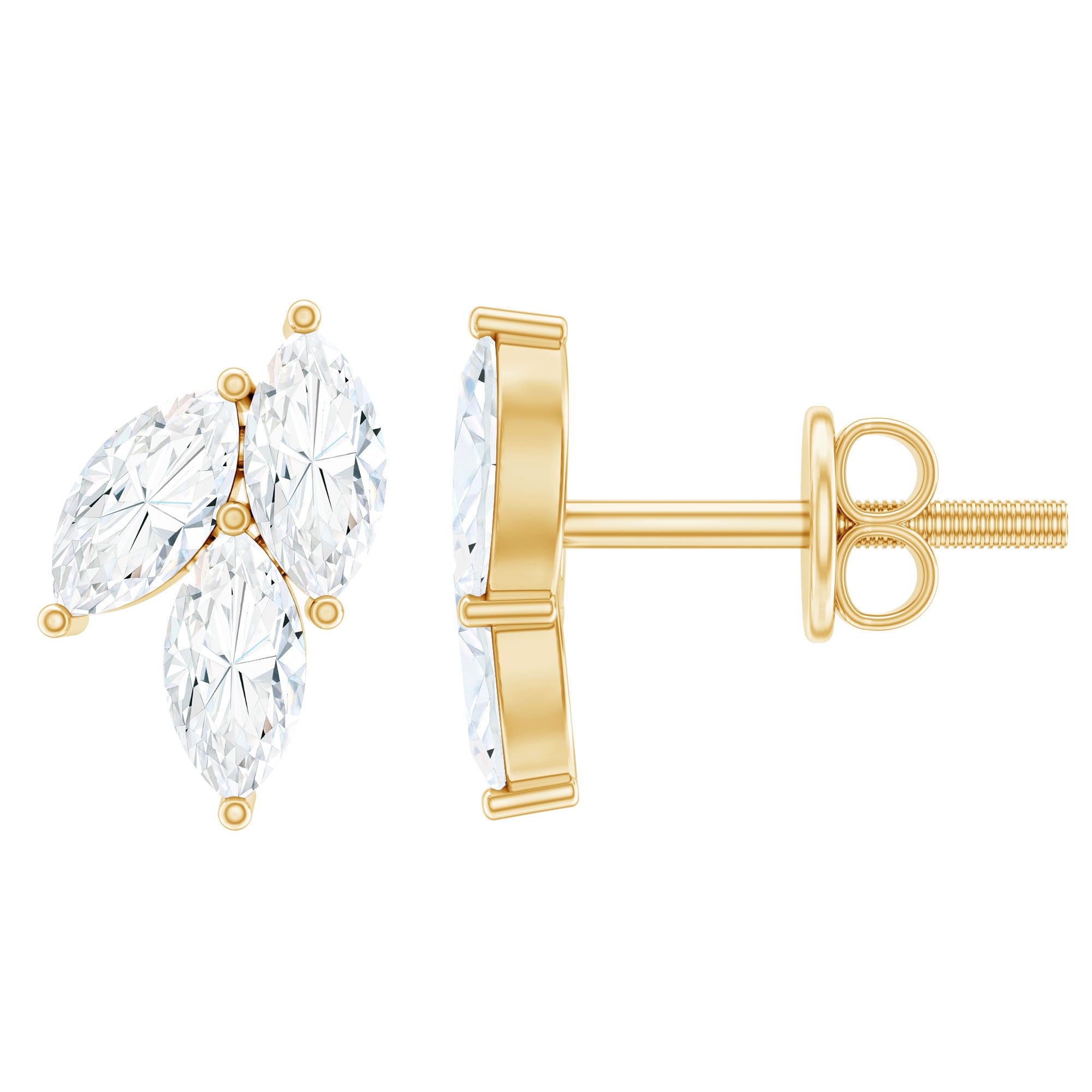 Nature Inspired 1 Carat Marquise Cut Zircon Leaf Stud Earrings AAAA - Rosec Jewels