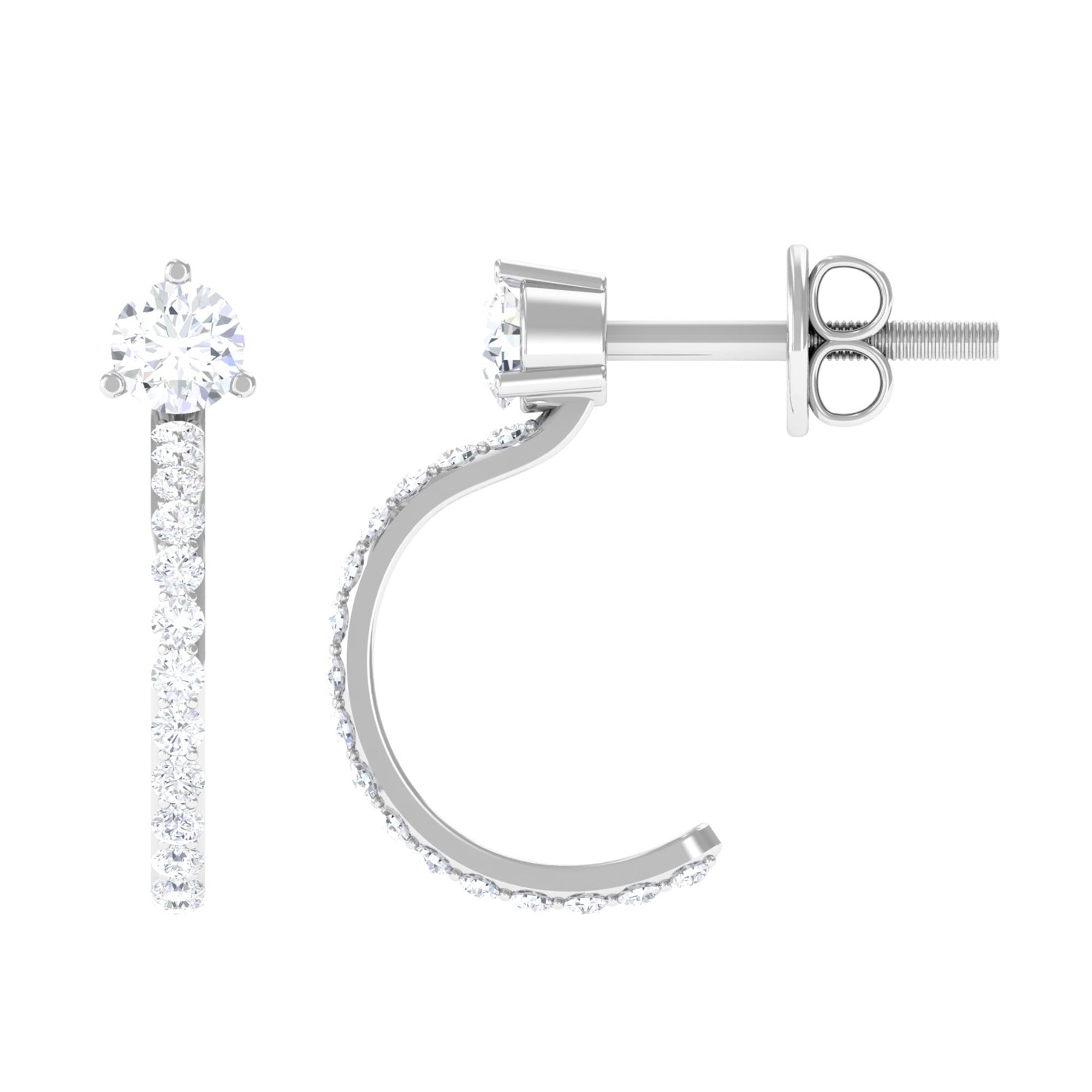 Cubic Zirconia Minimal Half Hoop Earrings