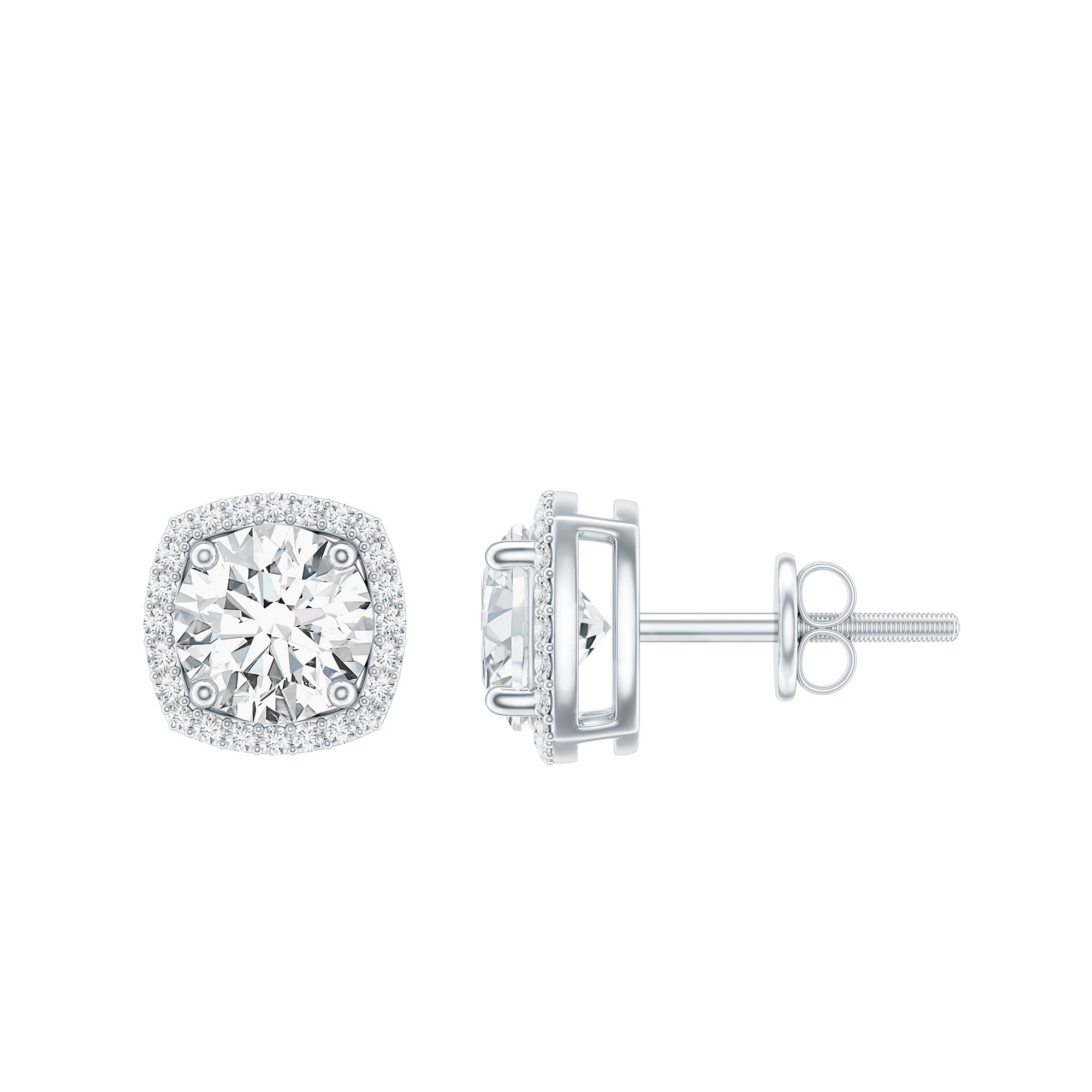 2.25 CT Round Cut Zircon Cocktail Halo Stud Earrings