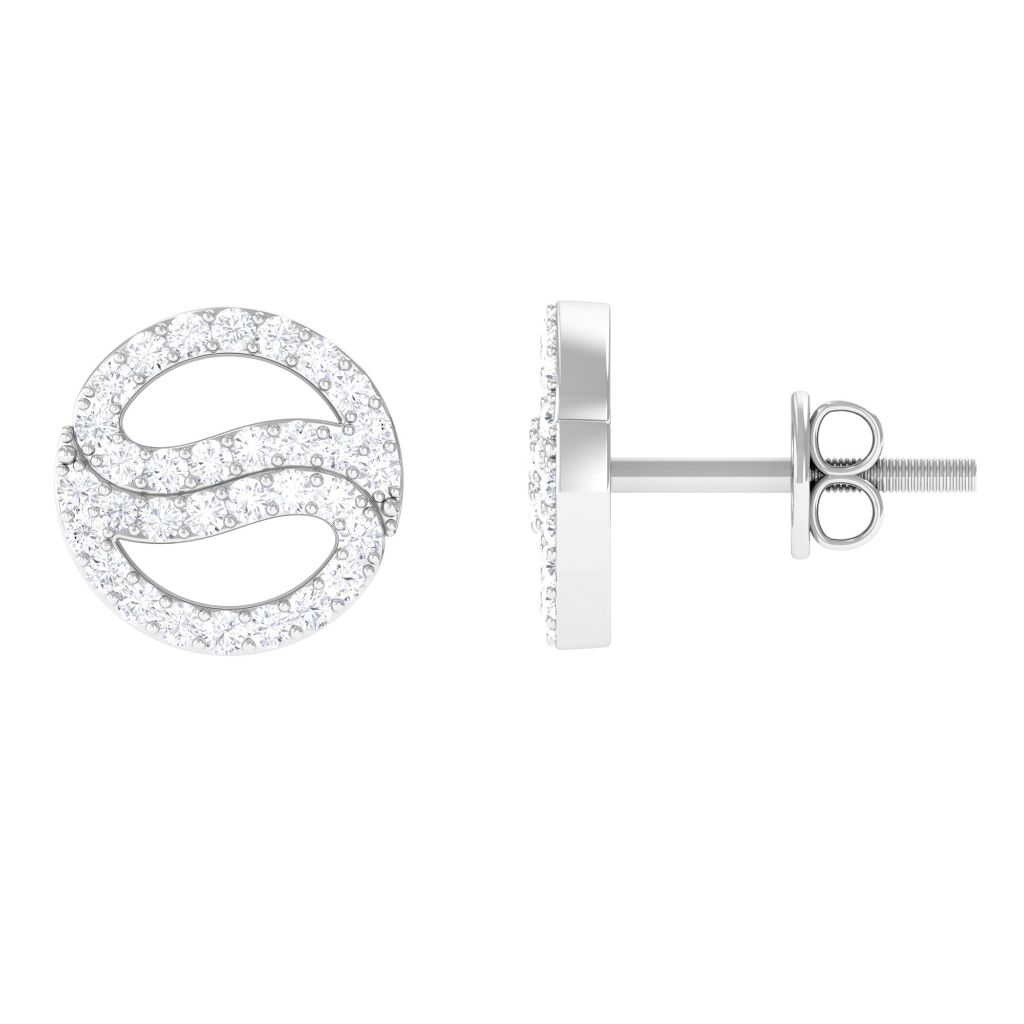 Classic Moissanite Round Stud Earrings in Gold