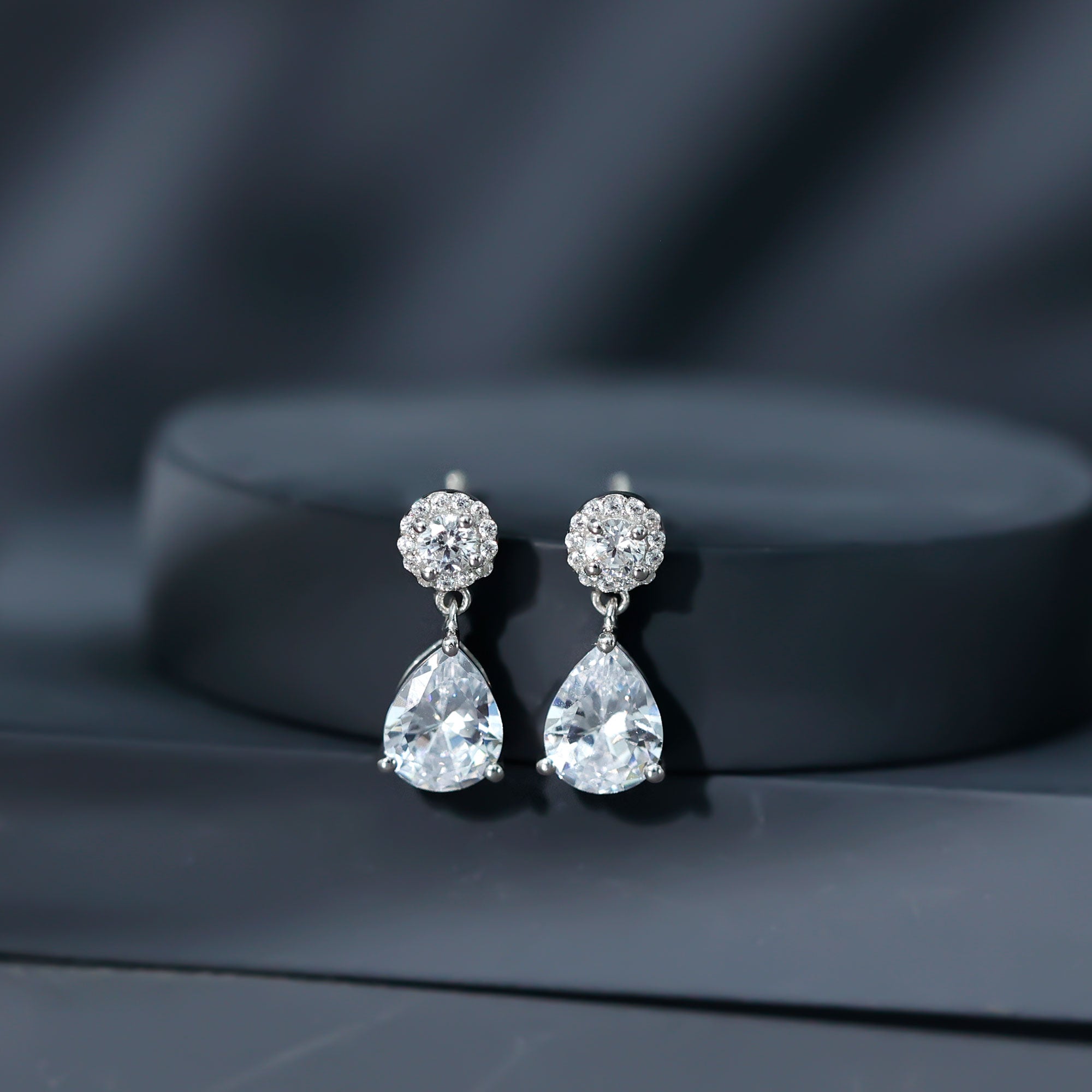 Classic Zircon Bridal Drop Earrings AAAA - Rosec Jewels