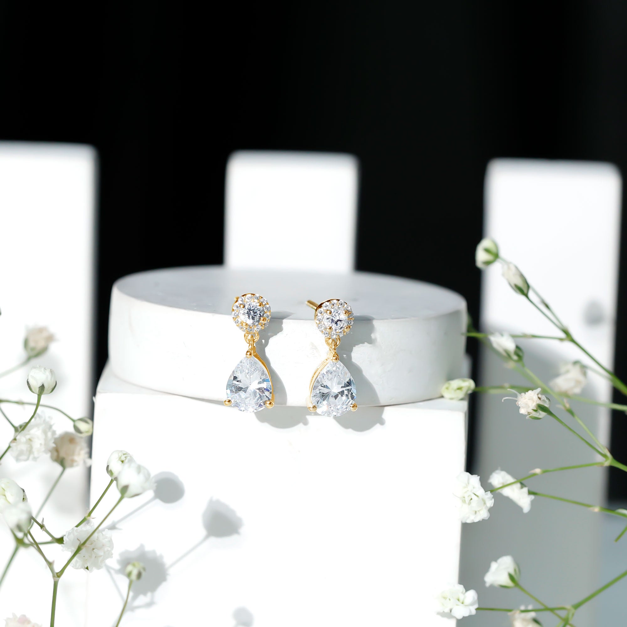 Classic Zircon Bridal Drop Earrings AAAA - Rosec Jewels