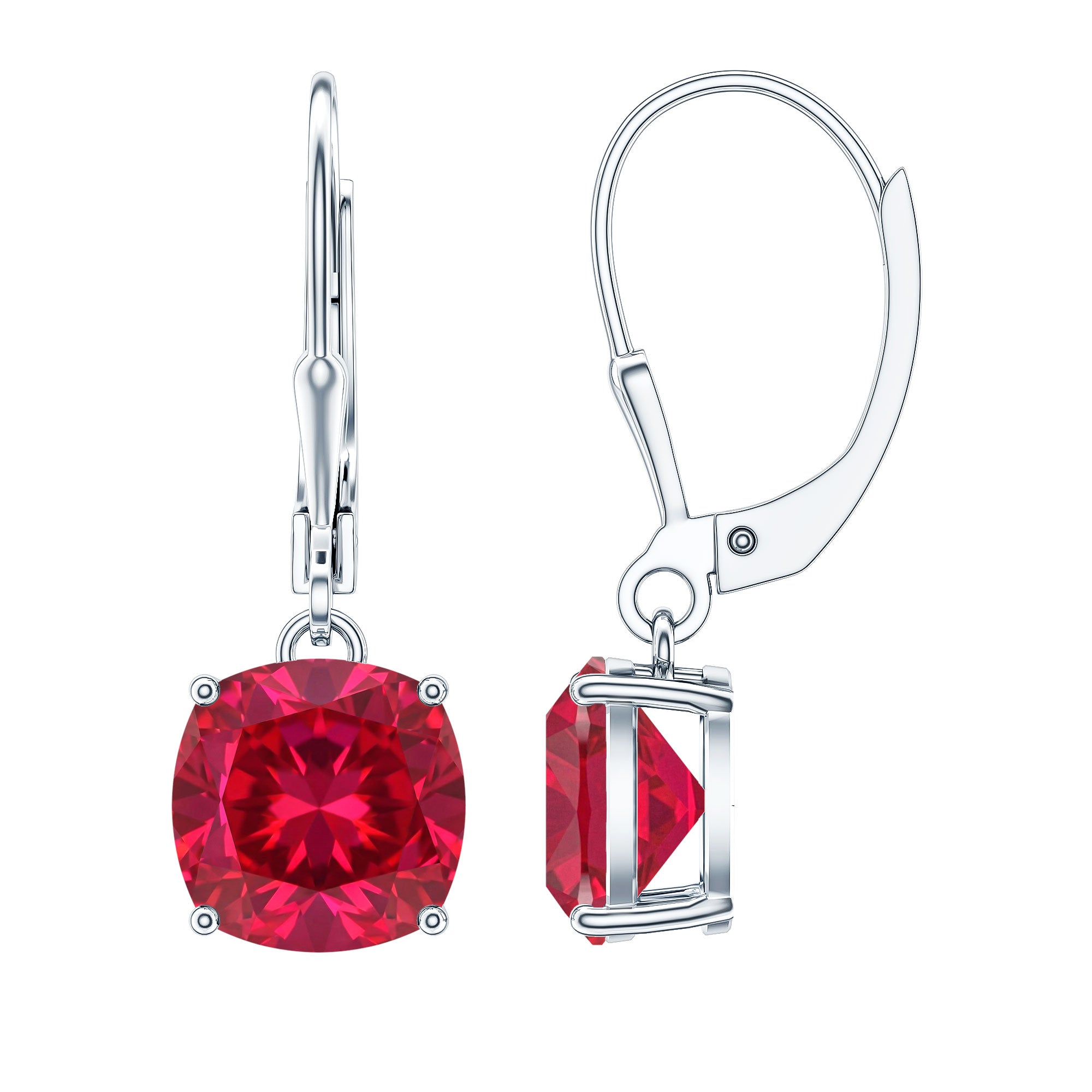 Lab Created Ruby Drop Earrings For Women AAAA - Rosec Jewels