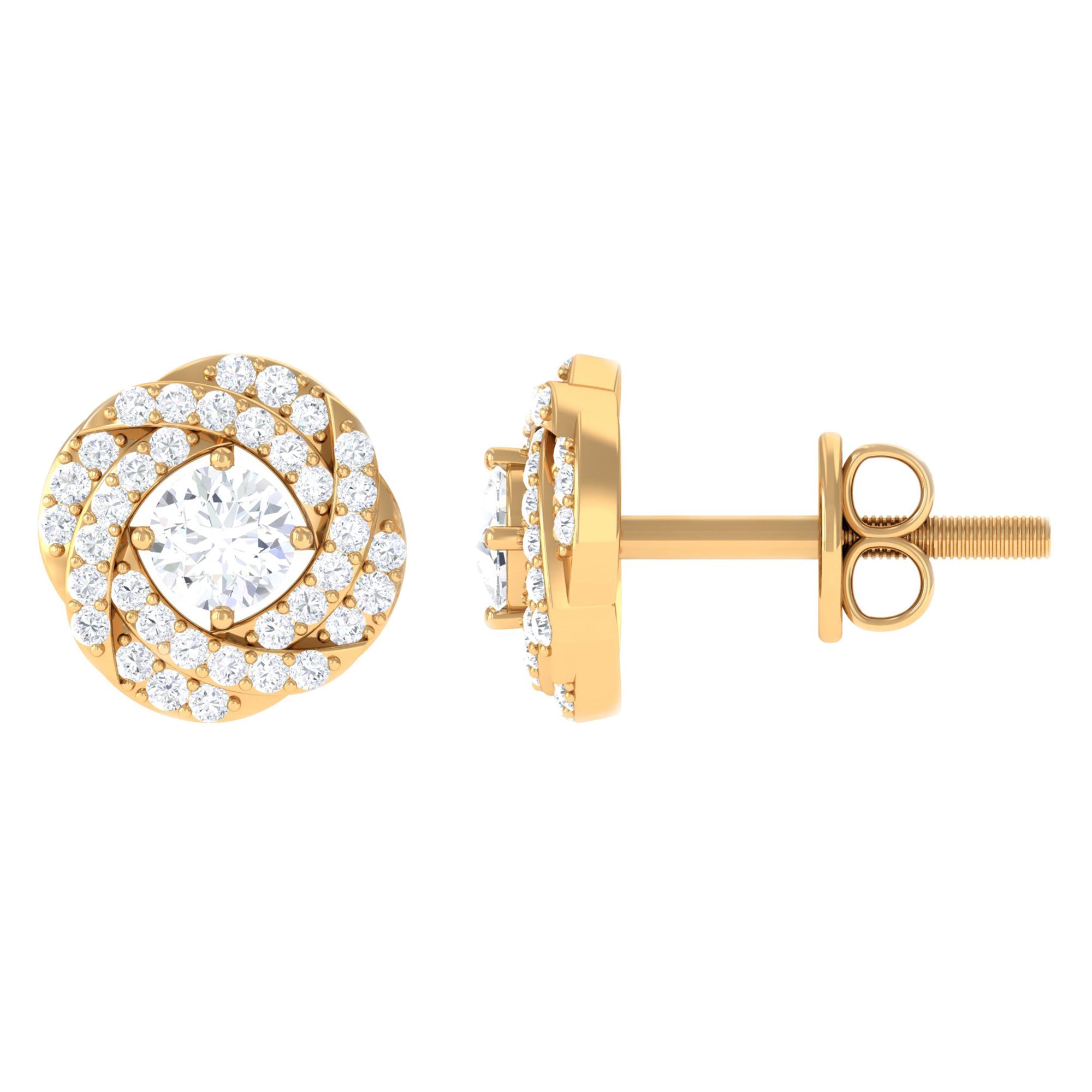 Rosec Jewels-1/2 CT Classic Diamond Swirl Stud Earrings