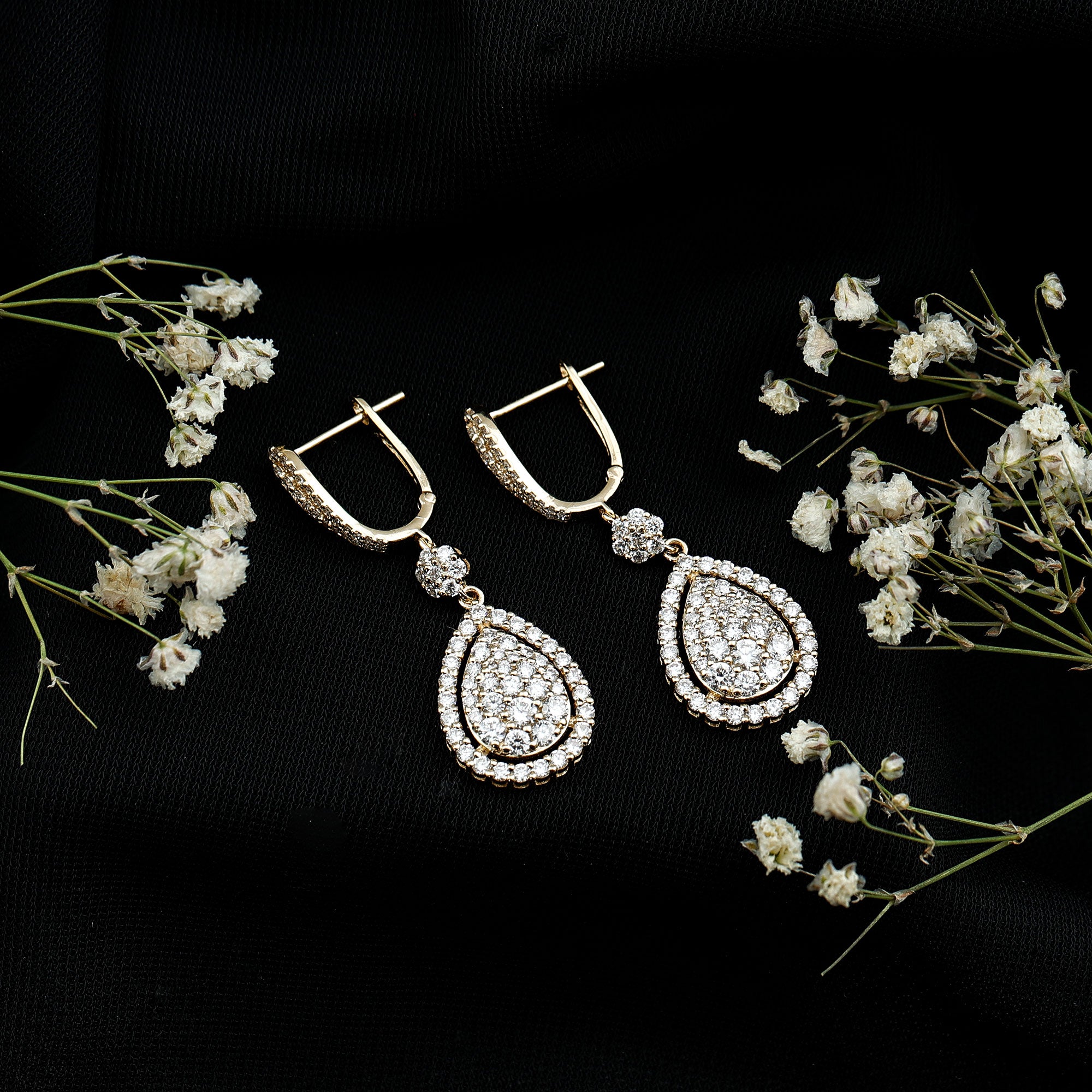 Certified Moissanite Bridal Drop Earrings For Wedding D-VS1 - Rosec Jewels