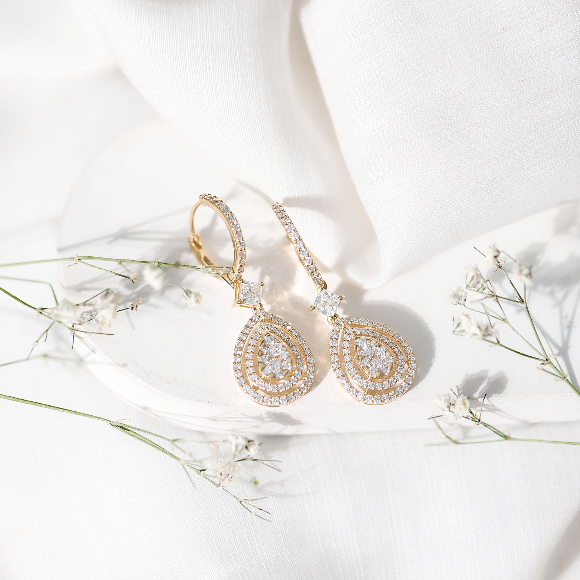 Certified Moissanite Teardrop Hoop Earrings for Women D-VS1 - Rosec Jewels