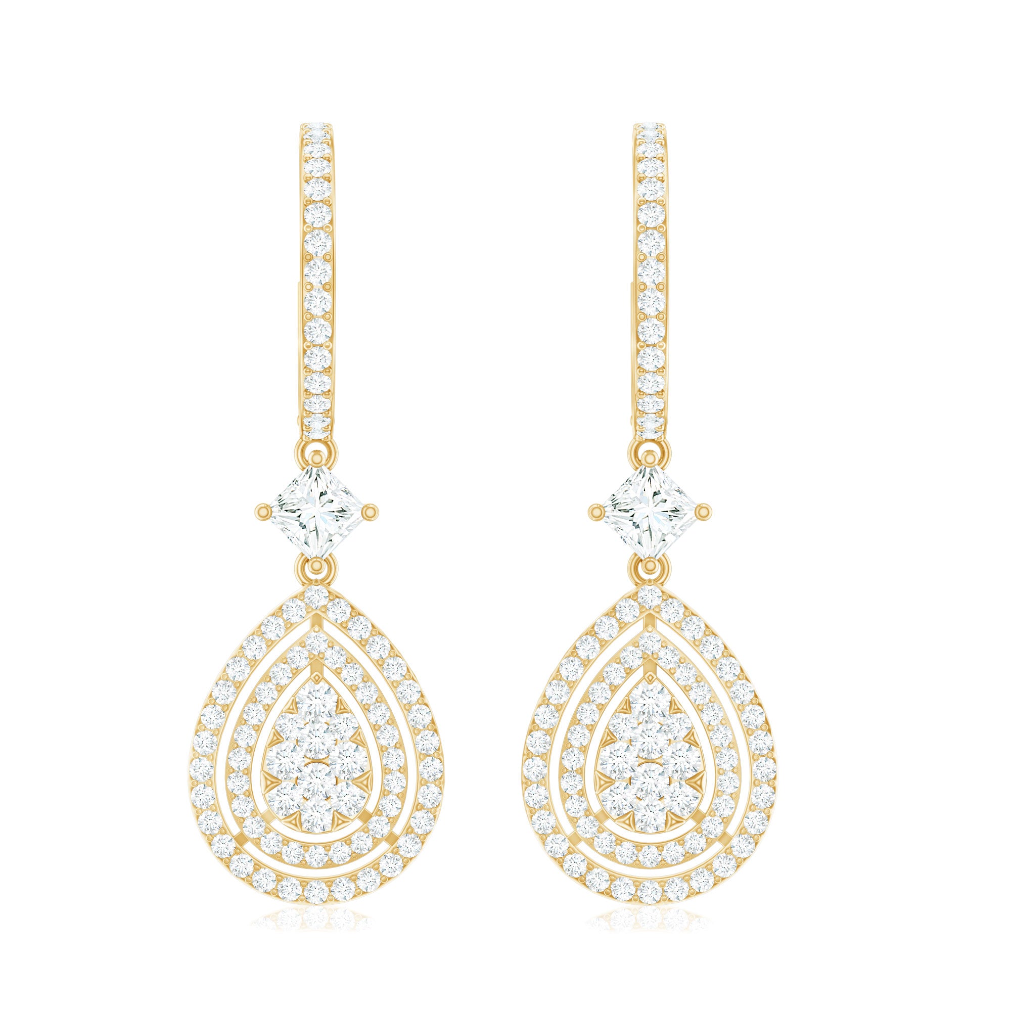 Certified Moissanite Teardrop Hoop Earrings for Women D-VS1 - Rosec Jewels